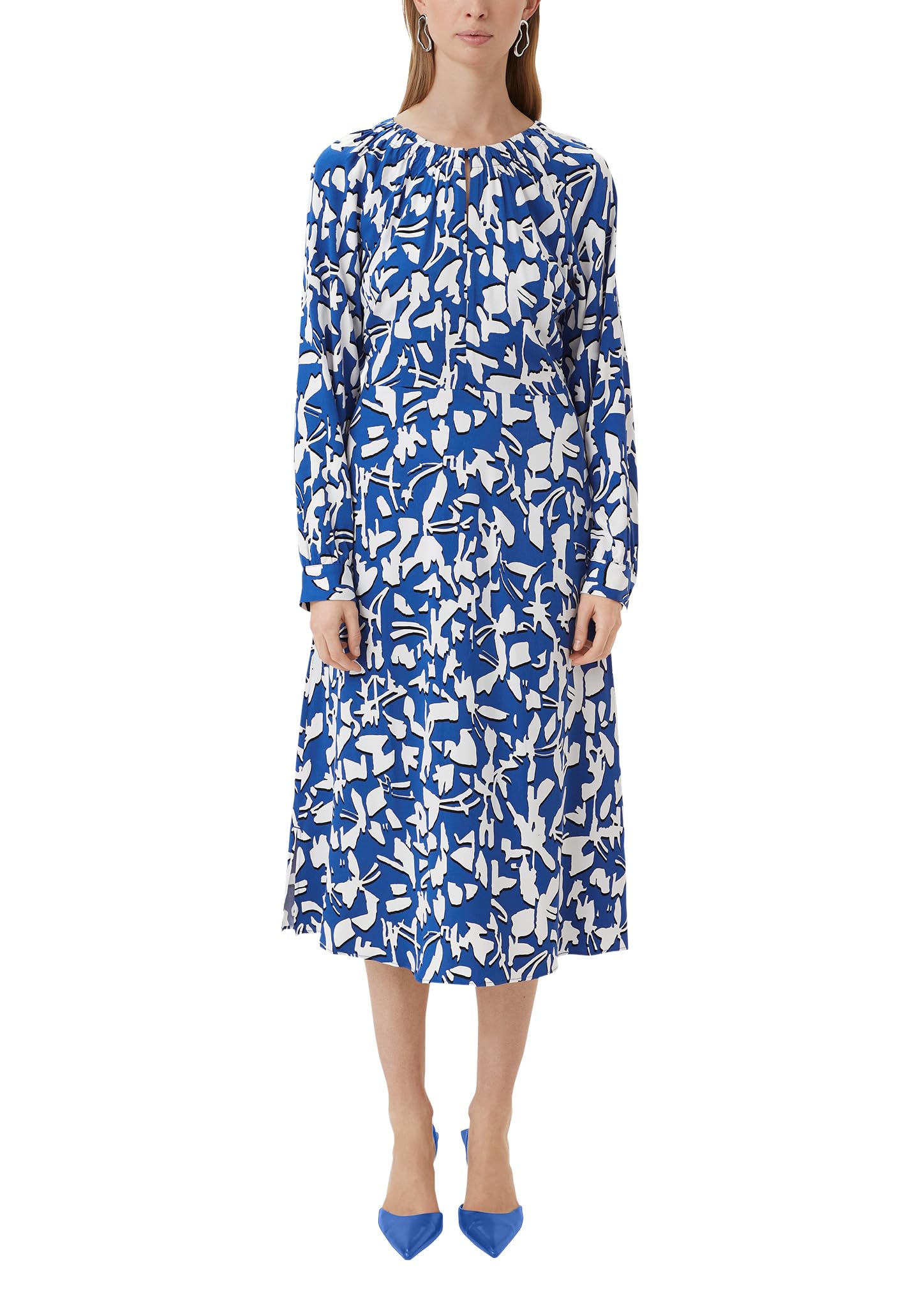 comma-dresses-flie-endes-maxikleid-all-over-print-royalblau image 7