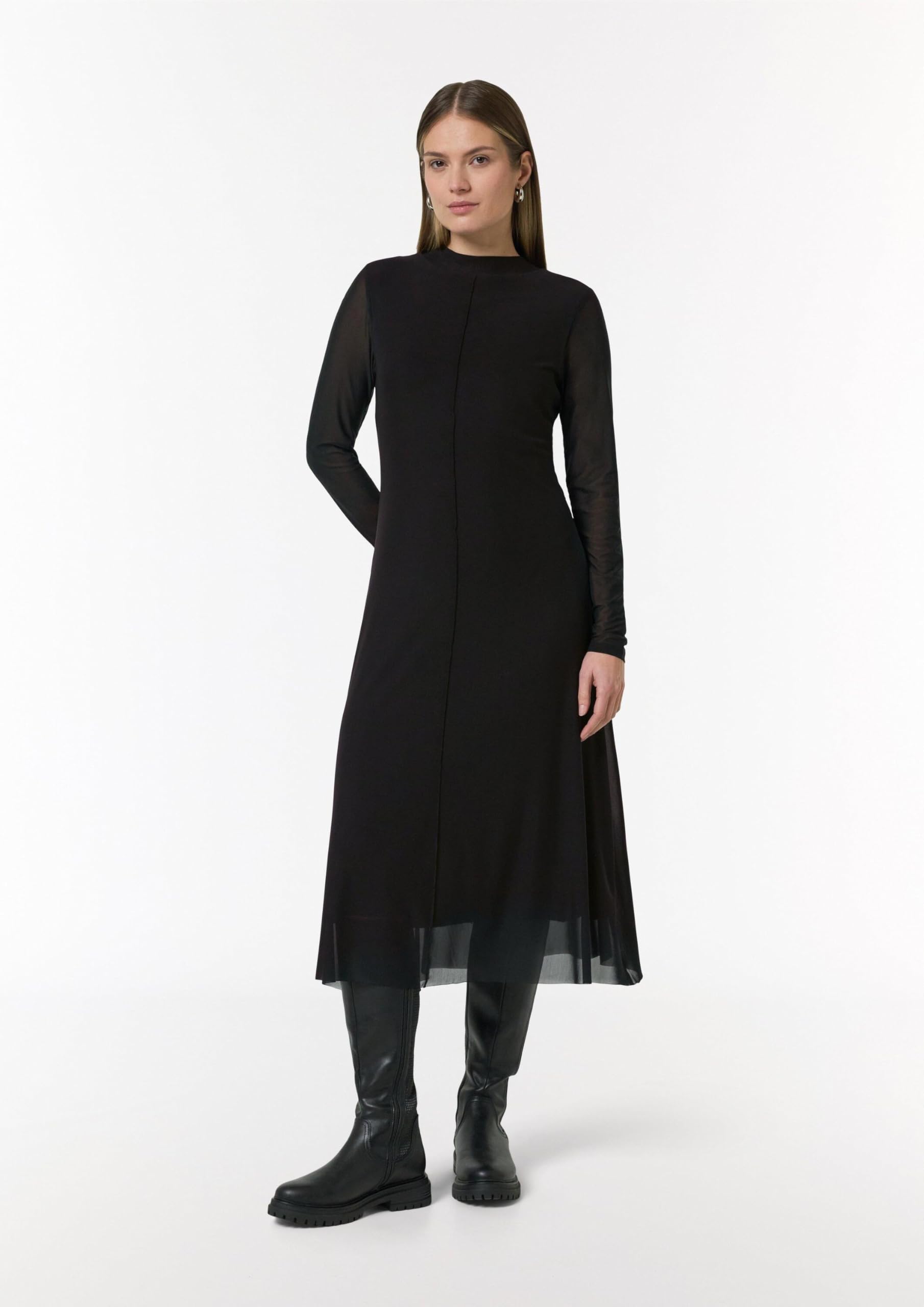 comma-midi-kleid-damen-mesh-stehkragen-schwarz image 6