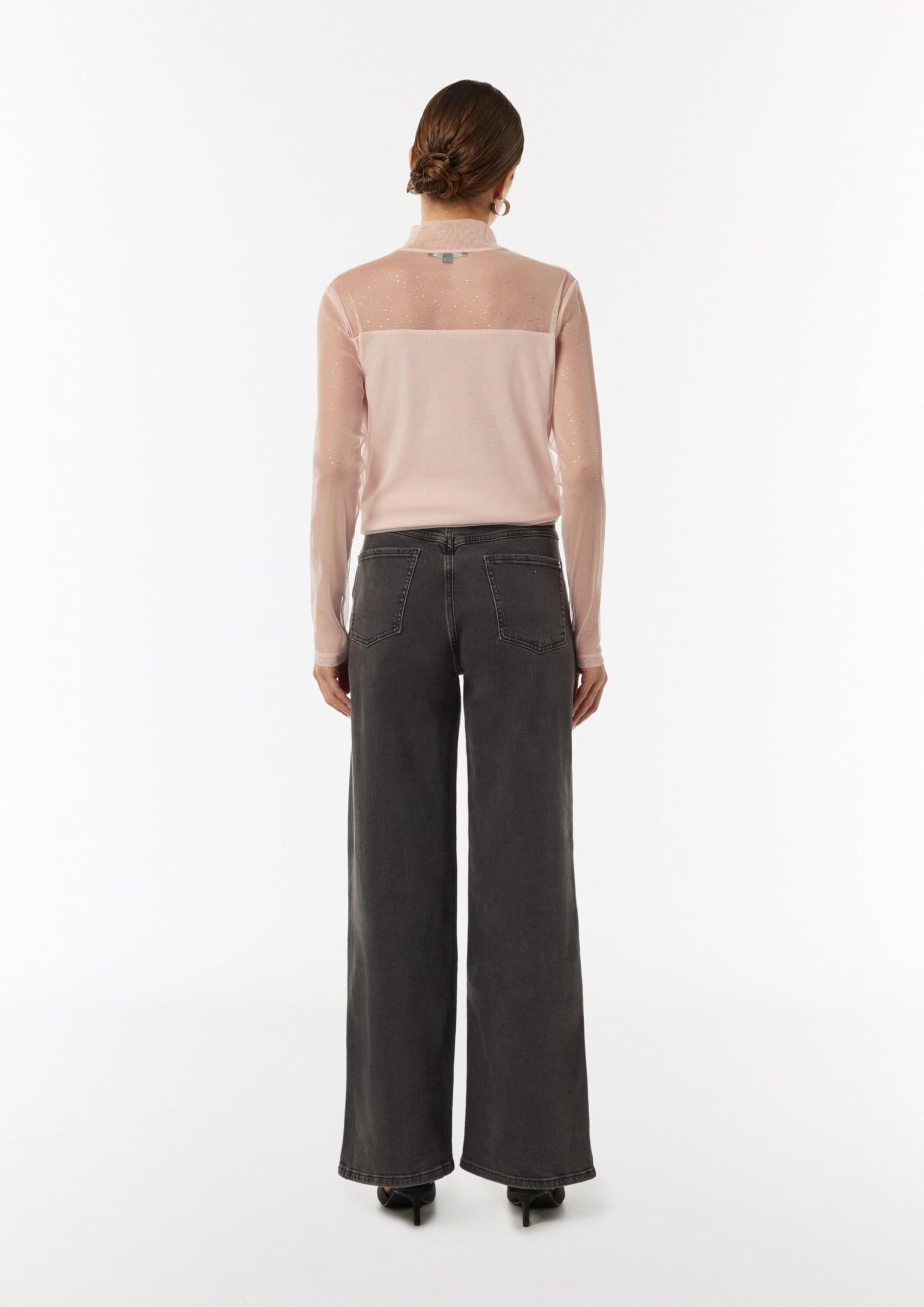 comma-mesh-longsleeve-mit-glitzer-top-bordeaux image 7