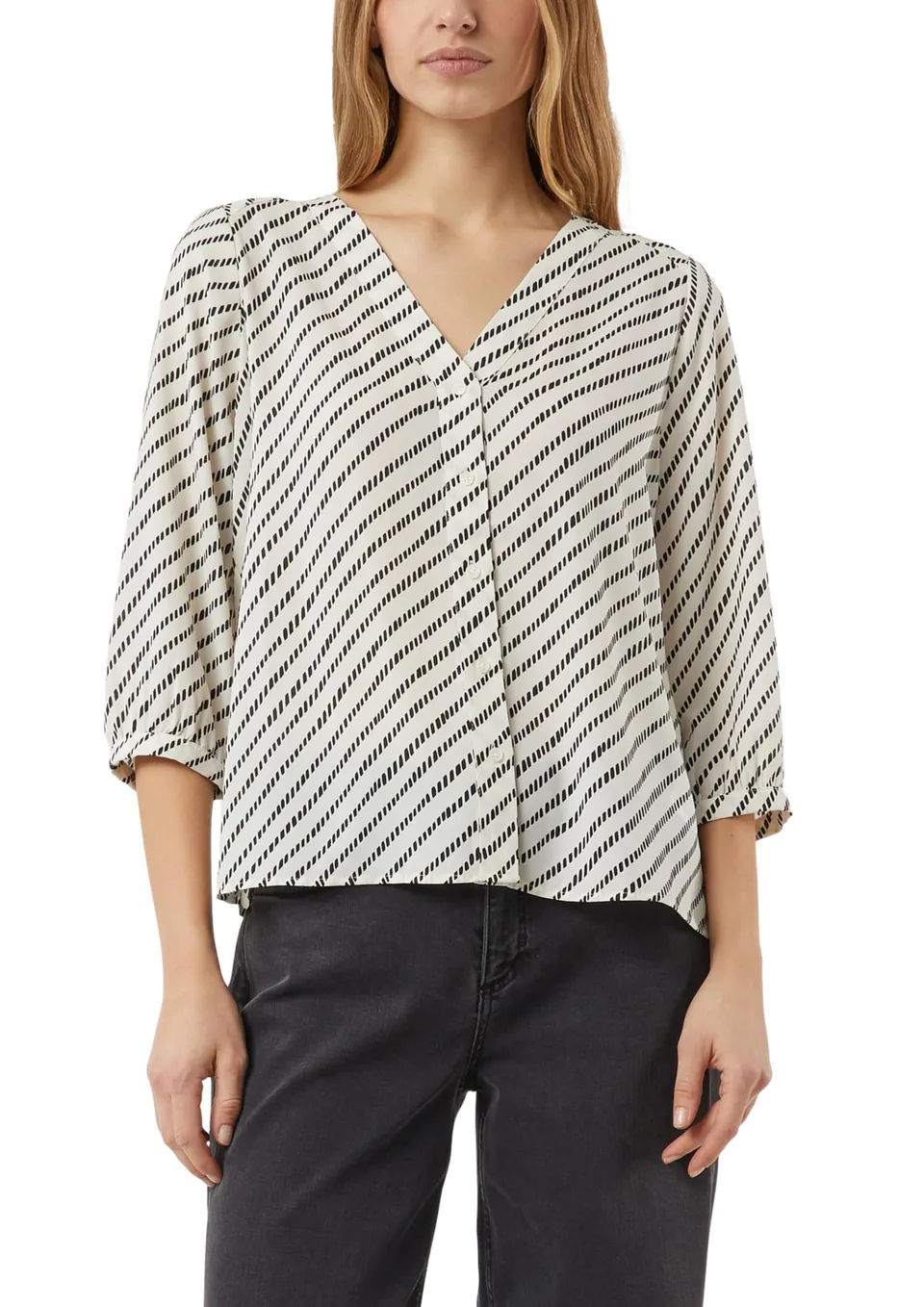 comma-bluse-damen-chiffon-v-ausschnitt-gr-42-gemustert image 1