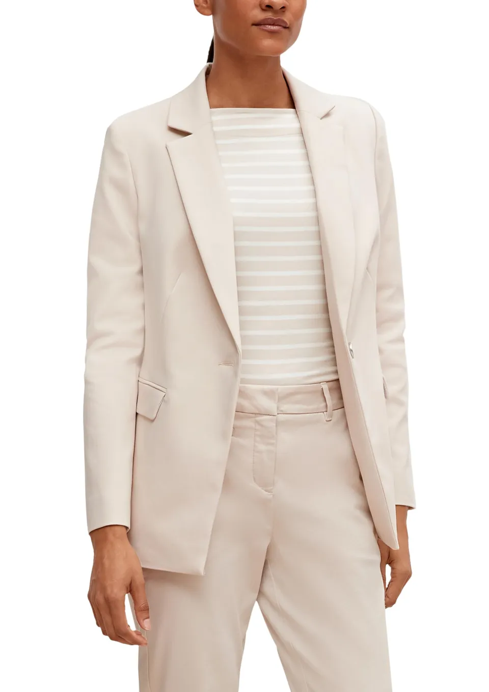 comma-blazer-baumwollmix-beige-gr-44-tailliert image 1