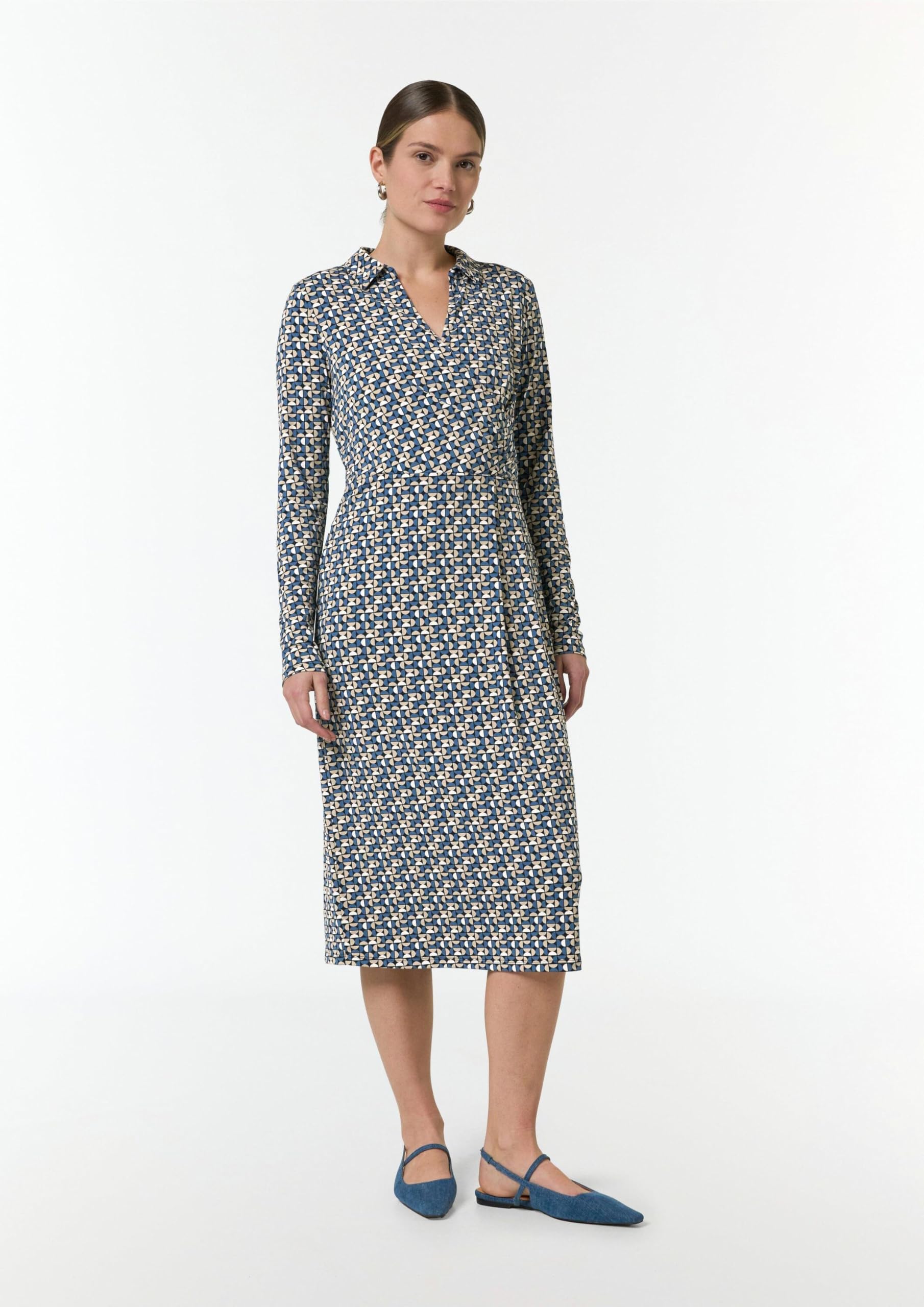 comma-midikleid-gr-42-navy-wickeloptik-allover-print image 6