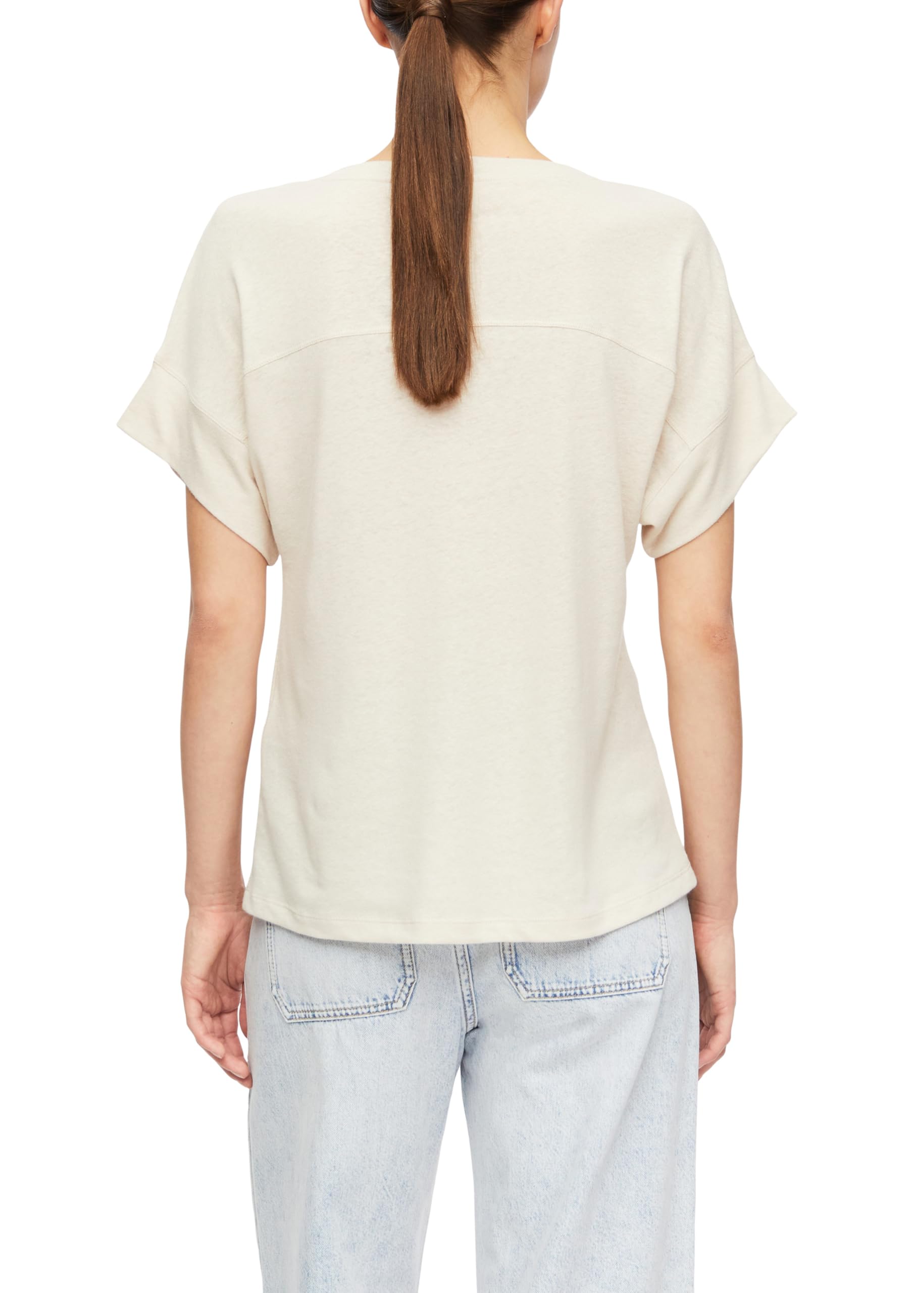 comma-t-shirt-leinenmix-v-ausschnitt-creme image 2