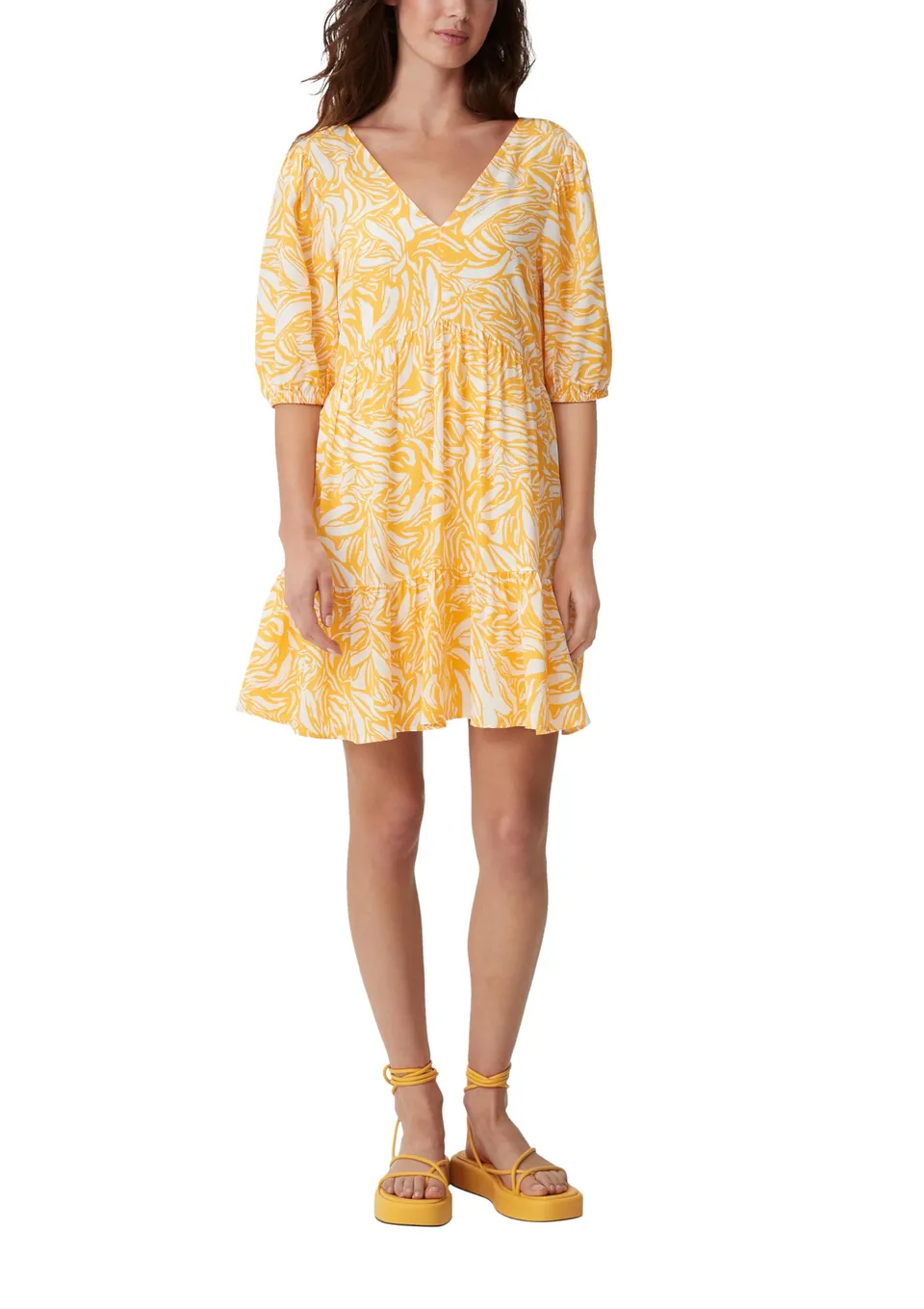 comma-stufenkleid-crepe-mini-kleid-v-ausschnitt-gr-36 image 1