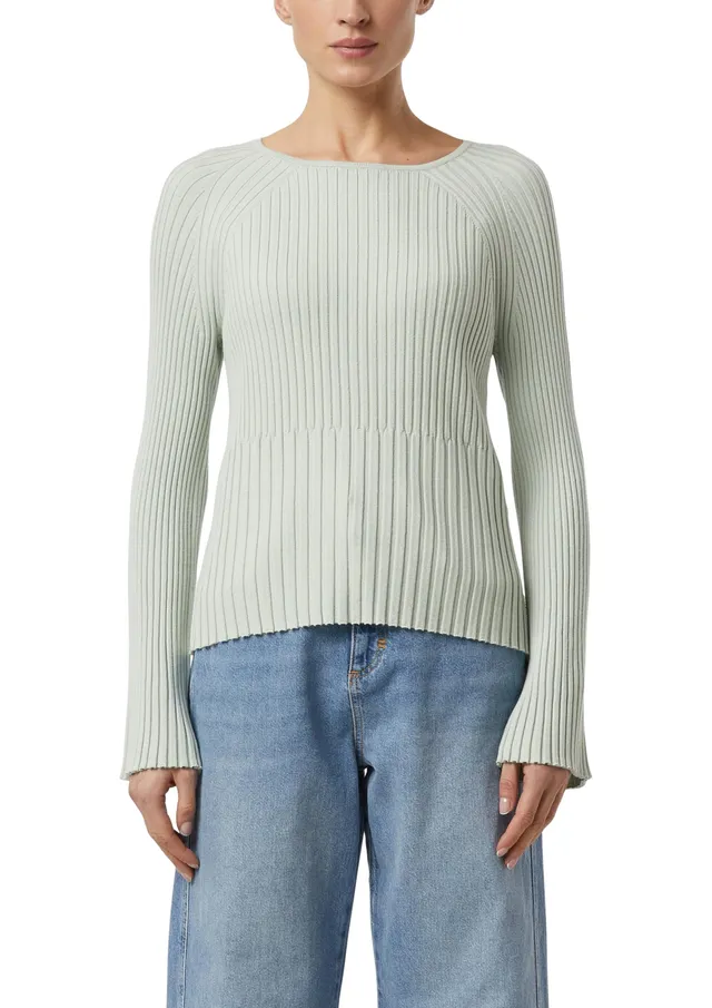comma-strickpullover-slim-fit-pulli-rundhals-mit-trompeten-rmel image 1