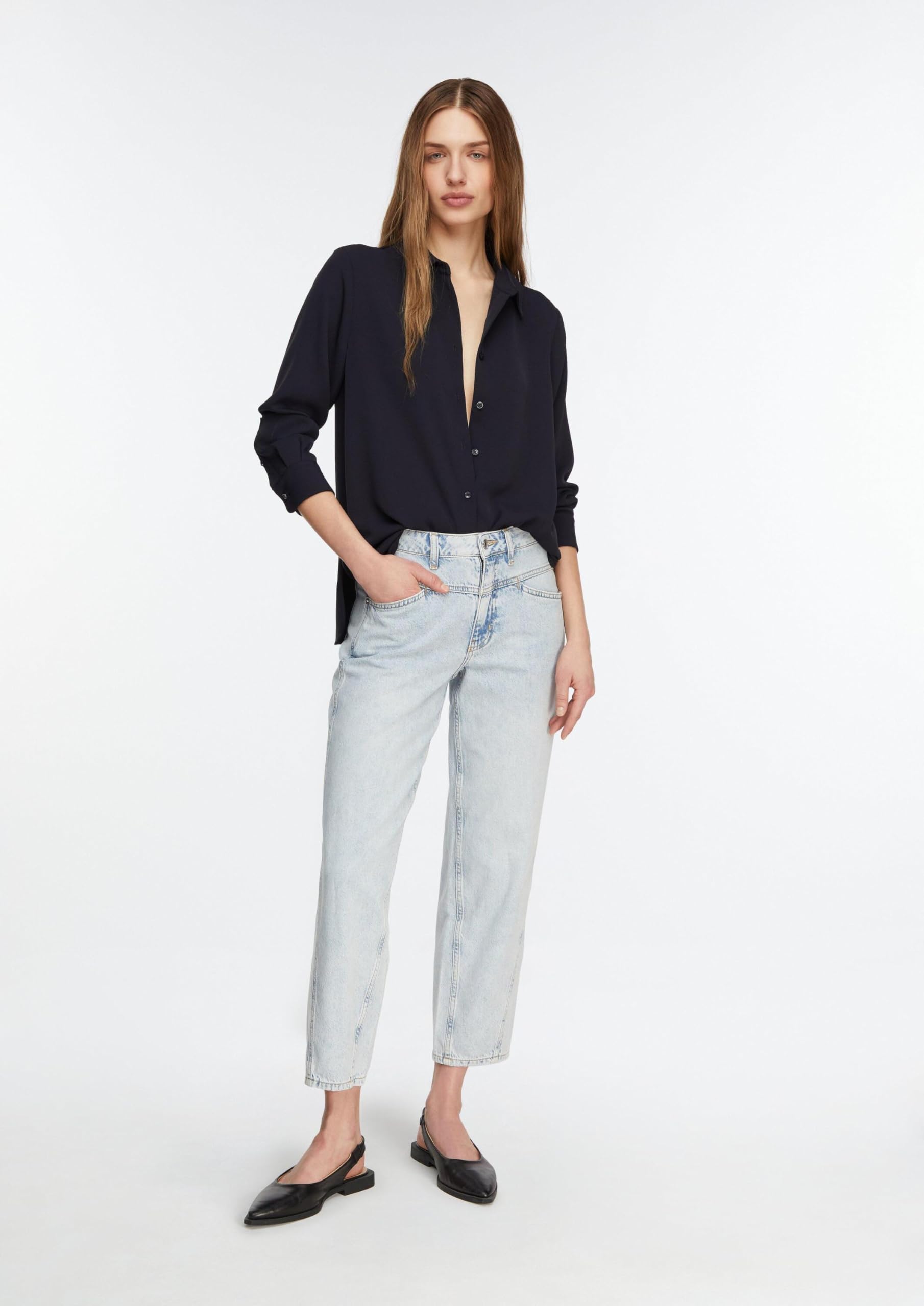 comma-barrel-leg-jeans-hose-gr-42-mid-rise-waschung image 7
