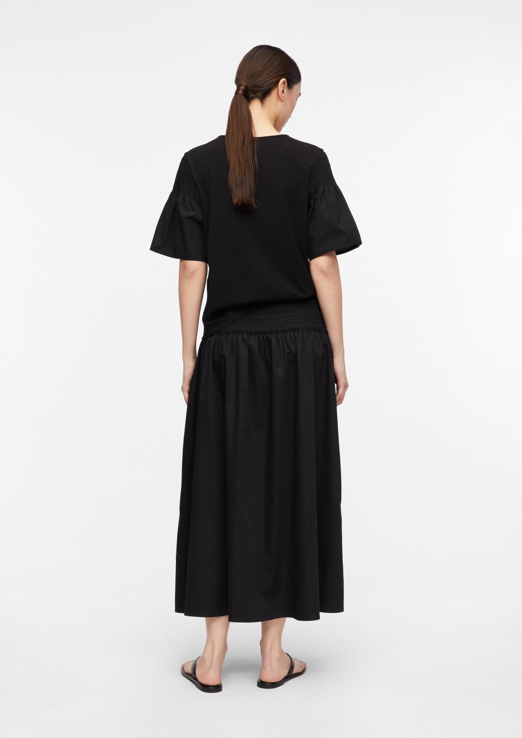 comma-skirts-midi-rock-baumwolle-gesmockt-schwarz image 7