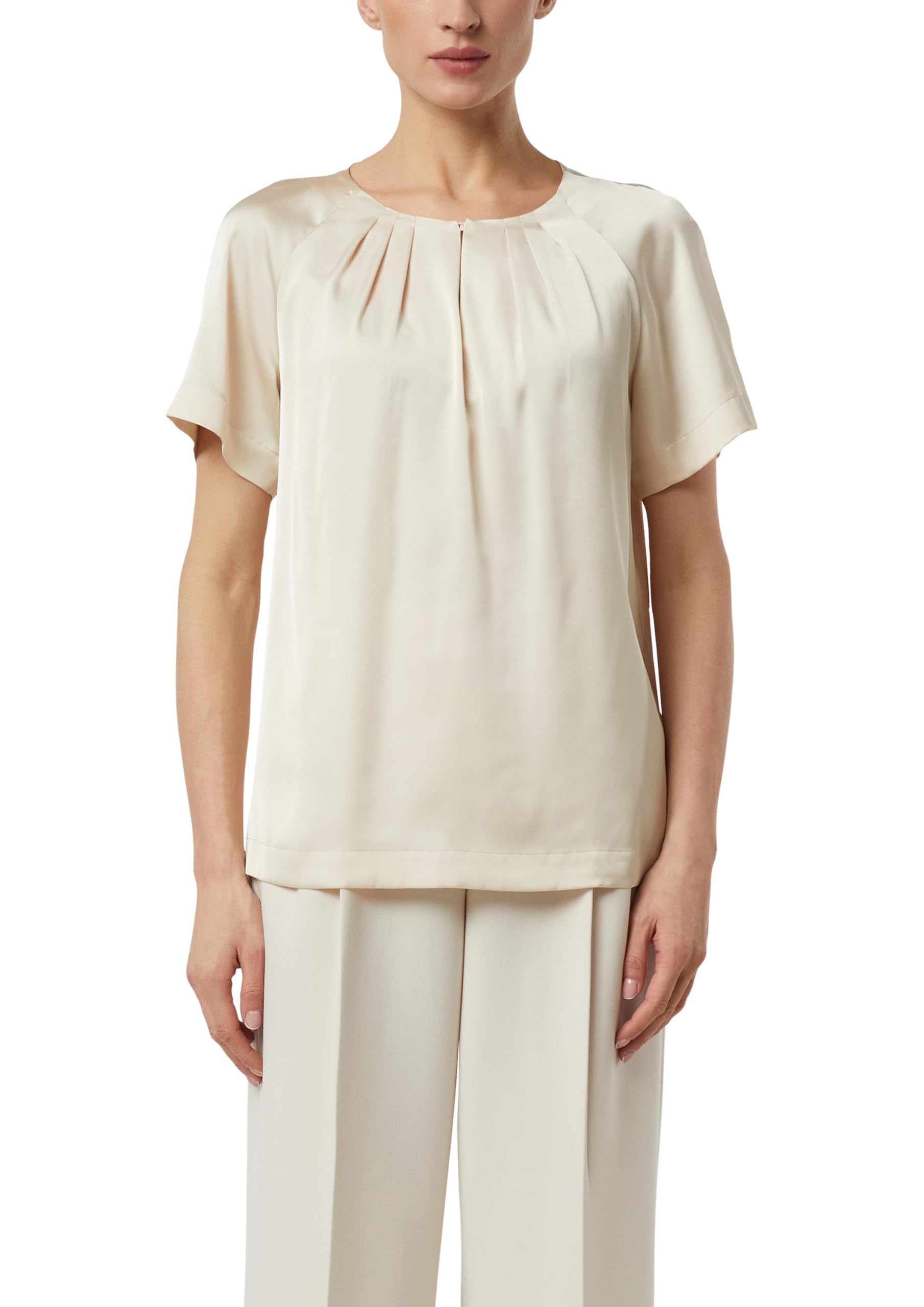 comma-blouses-satinierte-kurzarmbluse-wei-raffung image 1