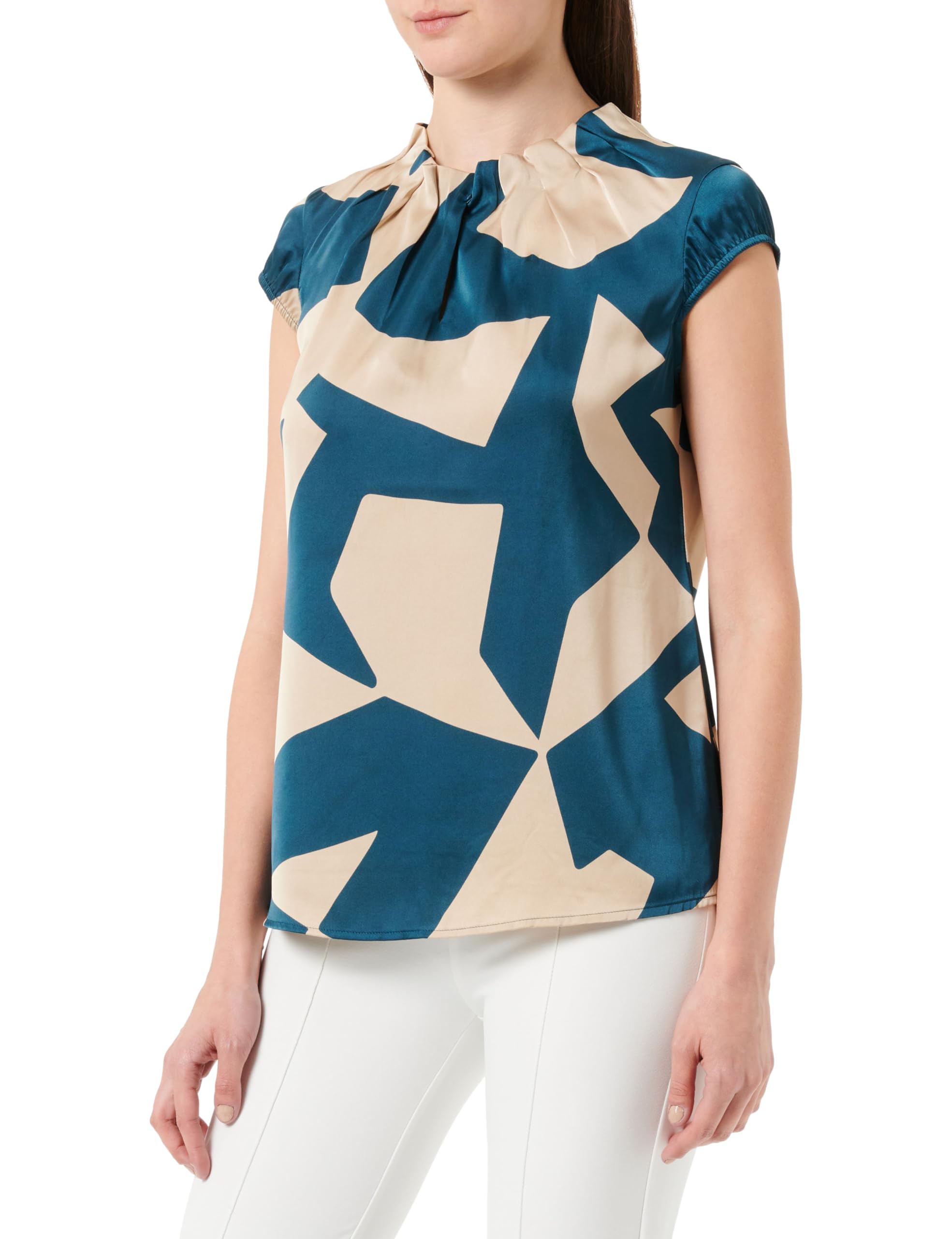 comma-baumwollbluse-kurzarm-faltenfront-schwarz image 8