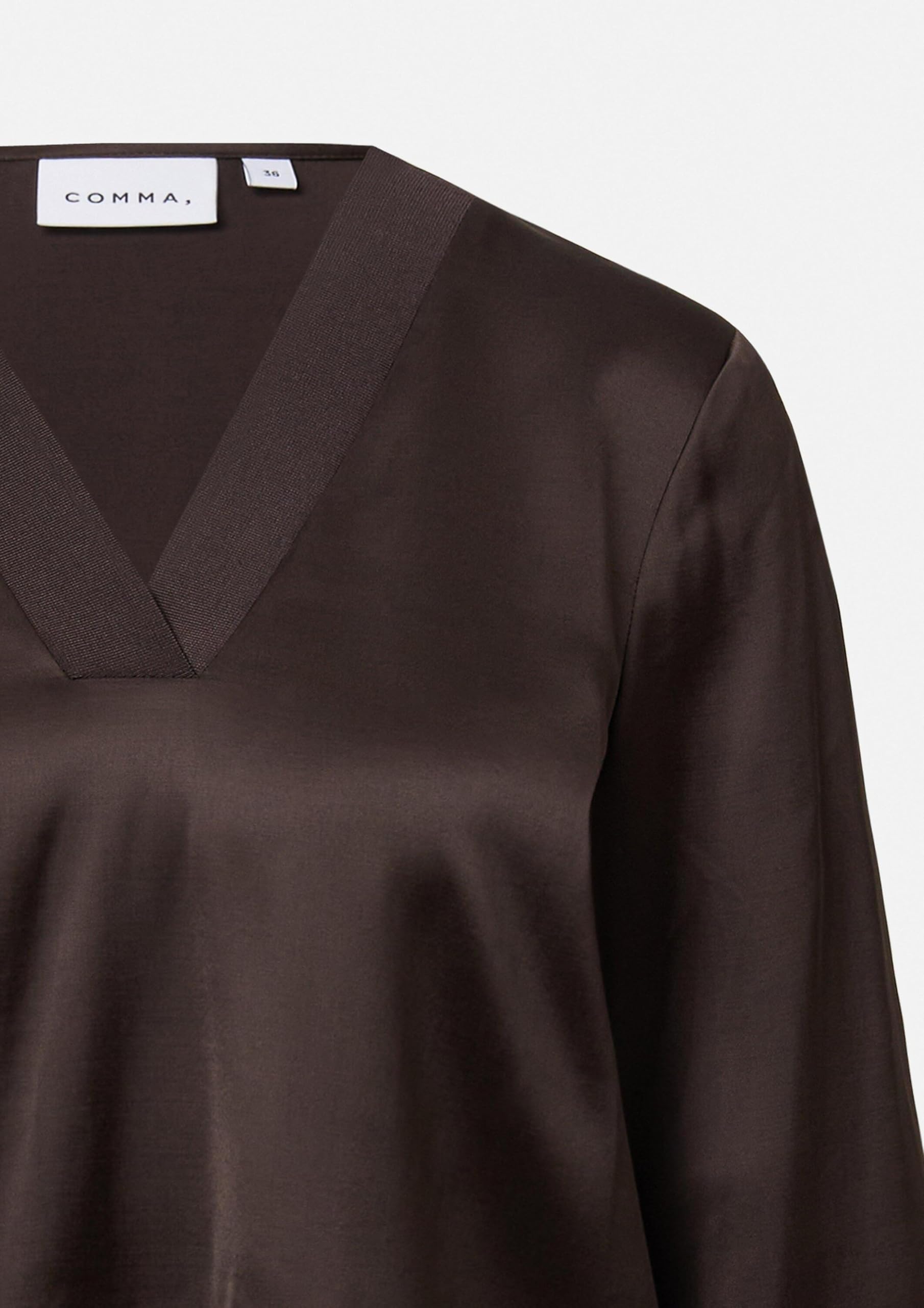 comma-satinbluse-v-ausschnitt-creme-rippdetails-elegant image 7