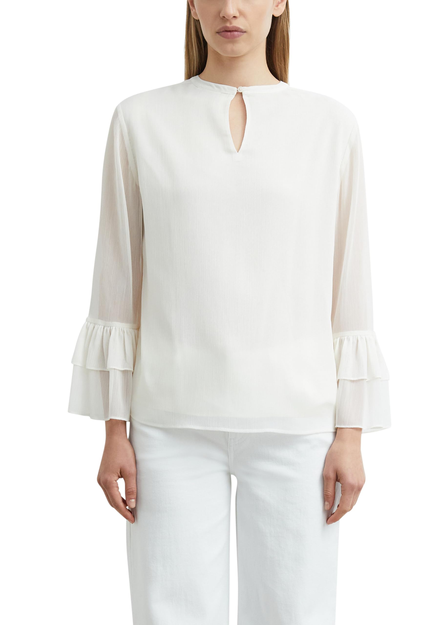 comma-damen-bluse-chiffon-volant-trompeten-rmel-creme image 8
