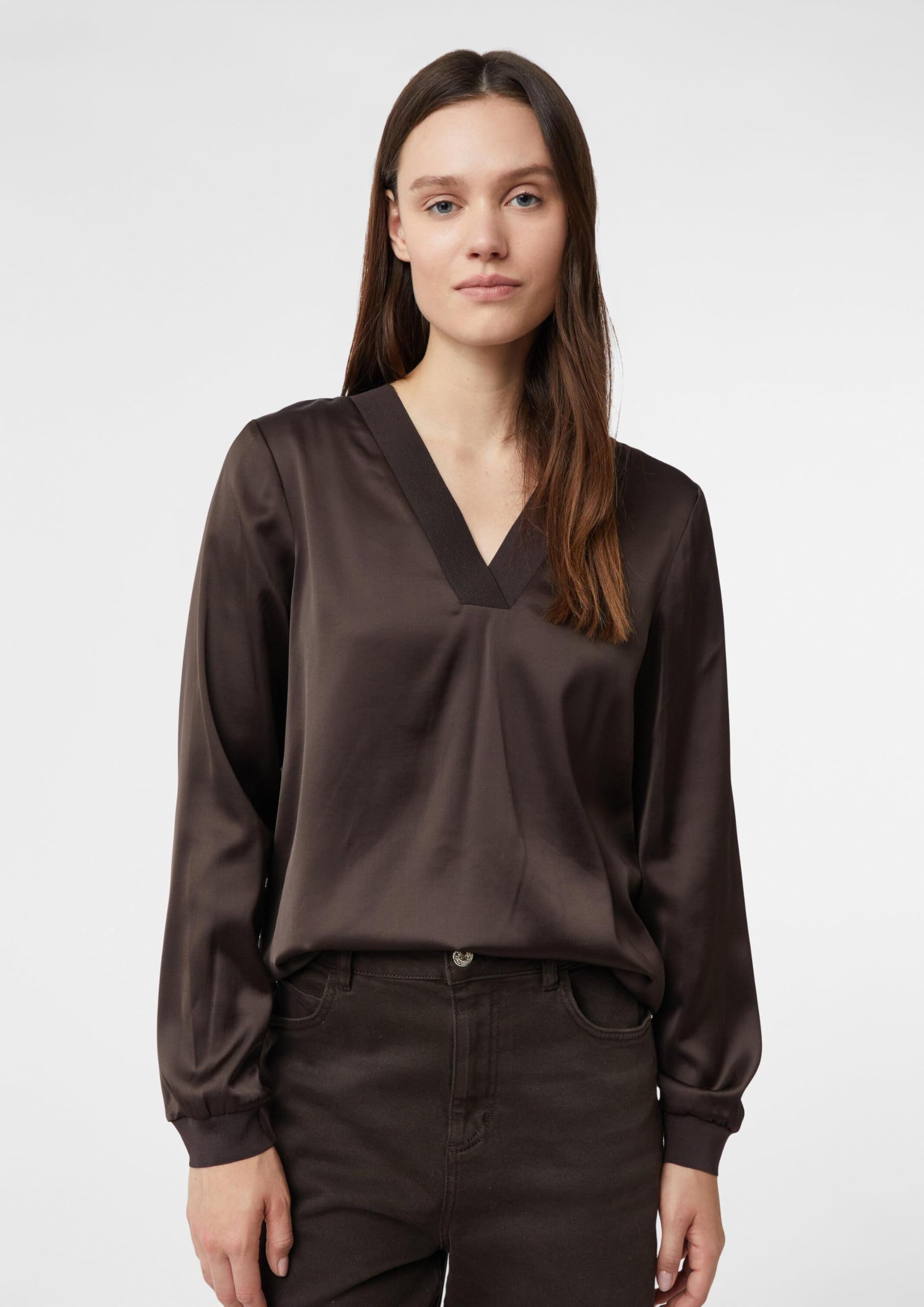 comma-satinbluse-v-ausschnitt-creme-rippdetails-elegant image 3