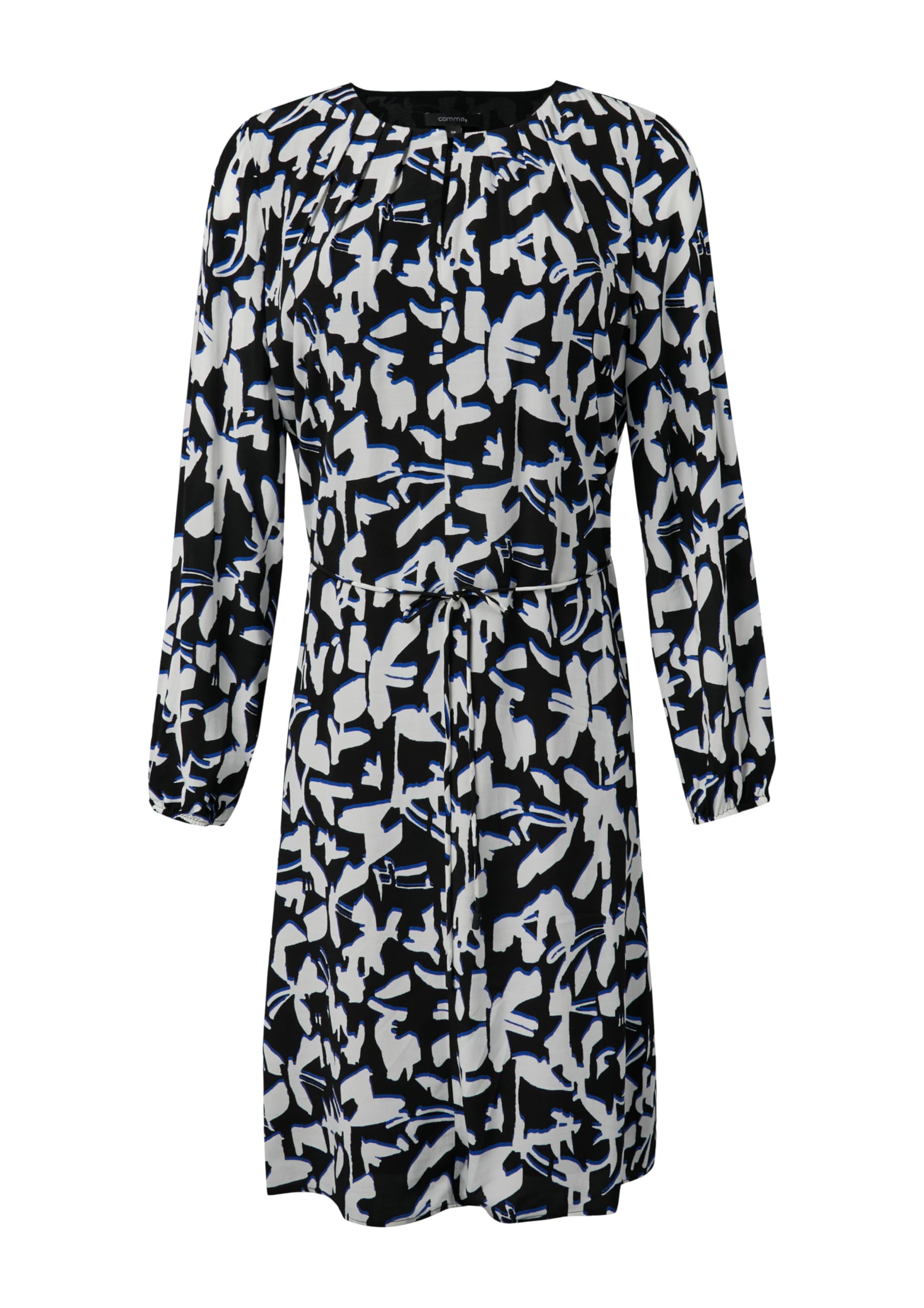 comma-midi-kleid-faltenausschnitt-damenkleid-royalblau-viskose image 3