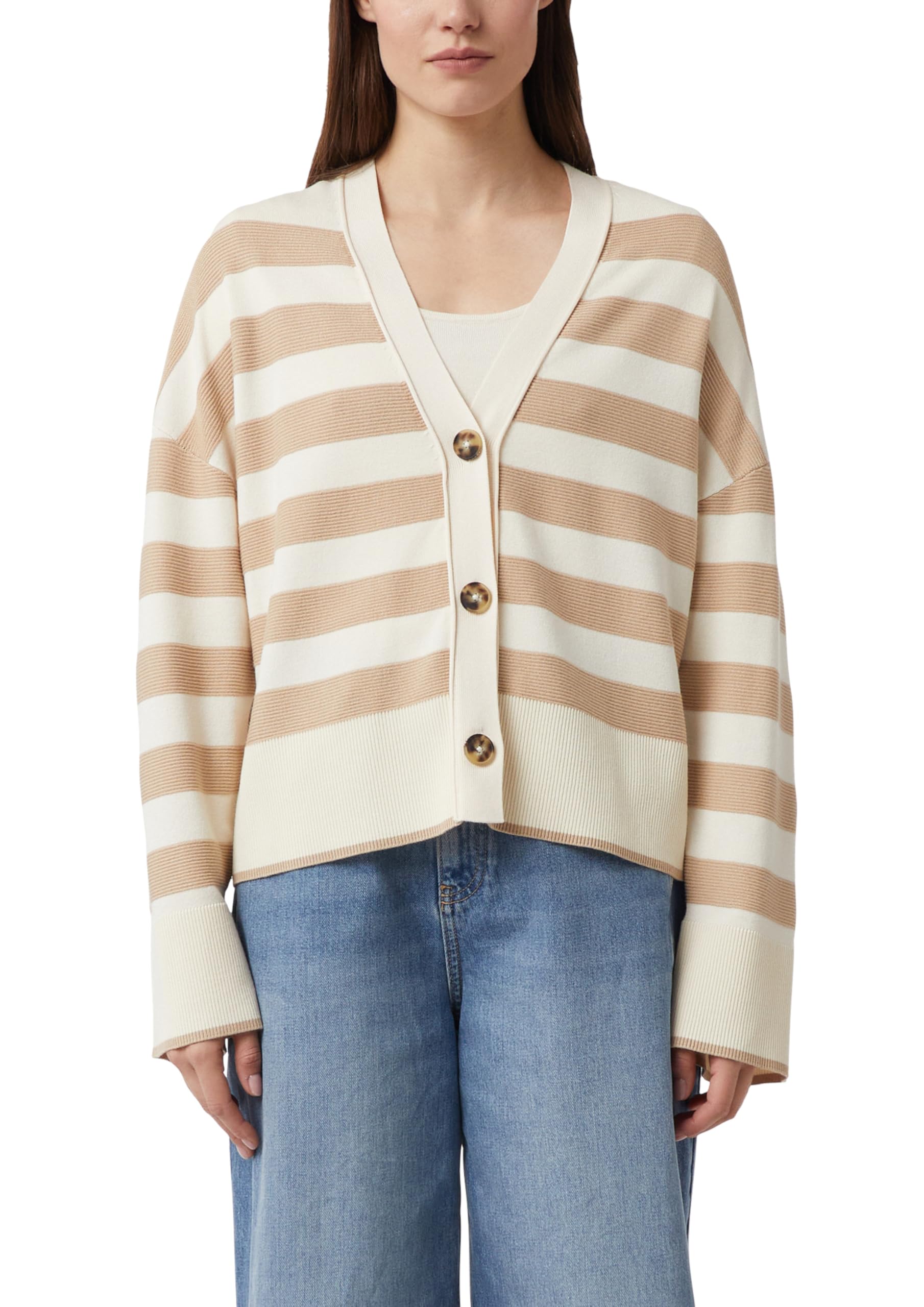 comma-cardigan-gestreift-damen-boxy-strickjacke-creme-beige image 8