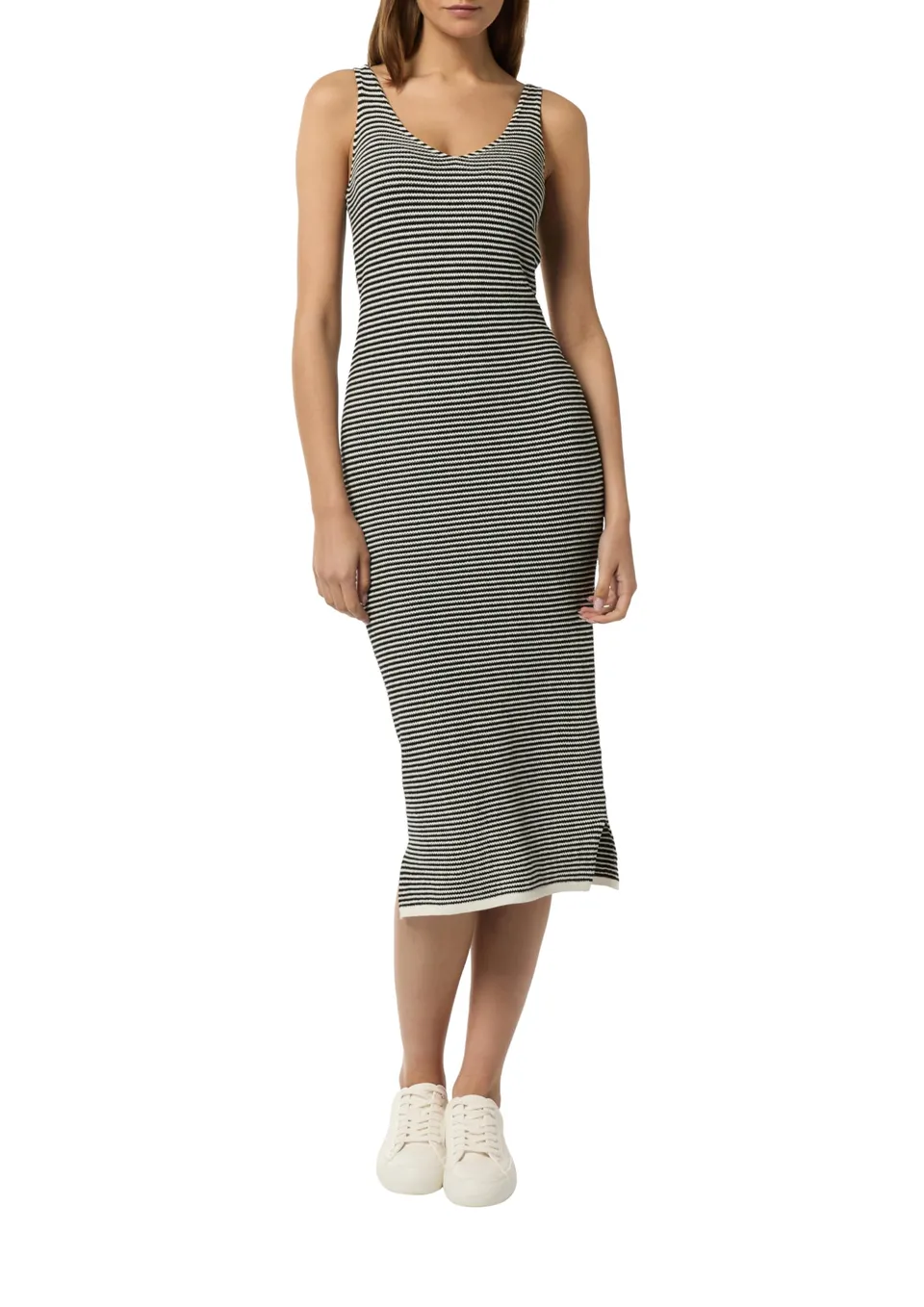 comma-strickkleid-streifen-creme-schwarz-gr-42 image 1
