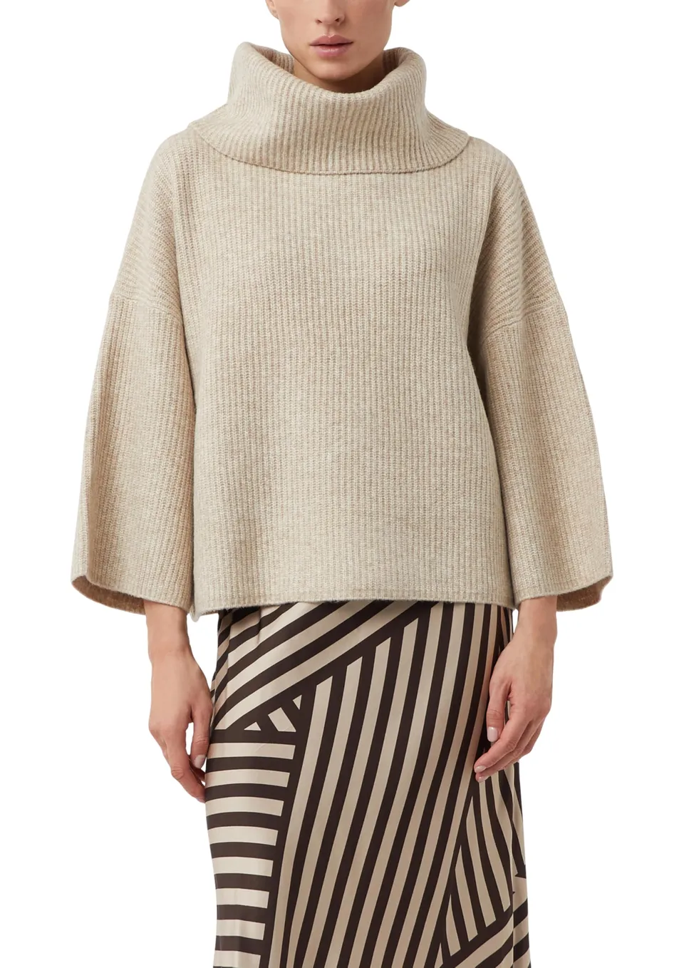 comma-poncho-pullover-boxy-fit-sandfarben-gr-xl image 1