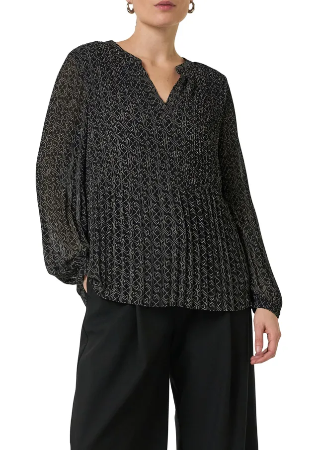 comma-plissee-bluse-chiffon-logomuster-gr-e-46 image 1