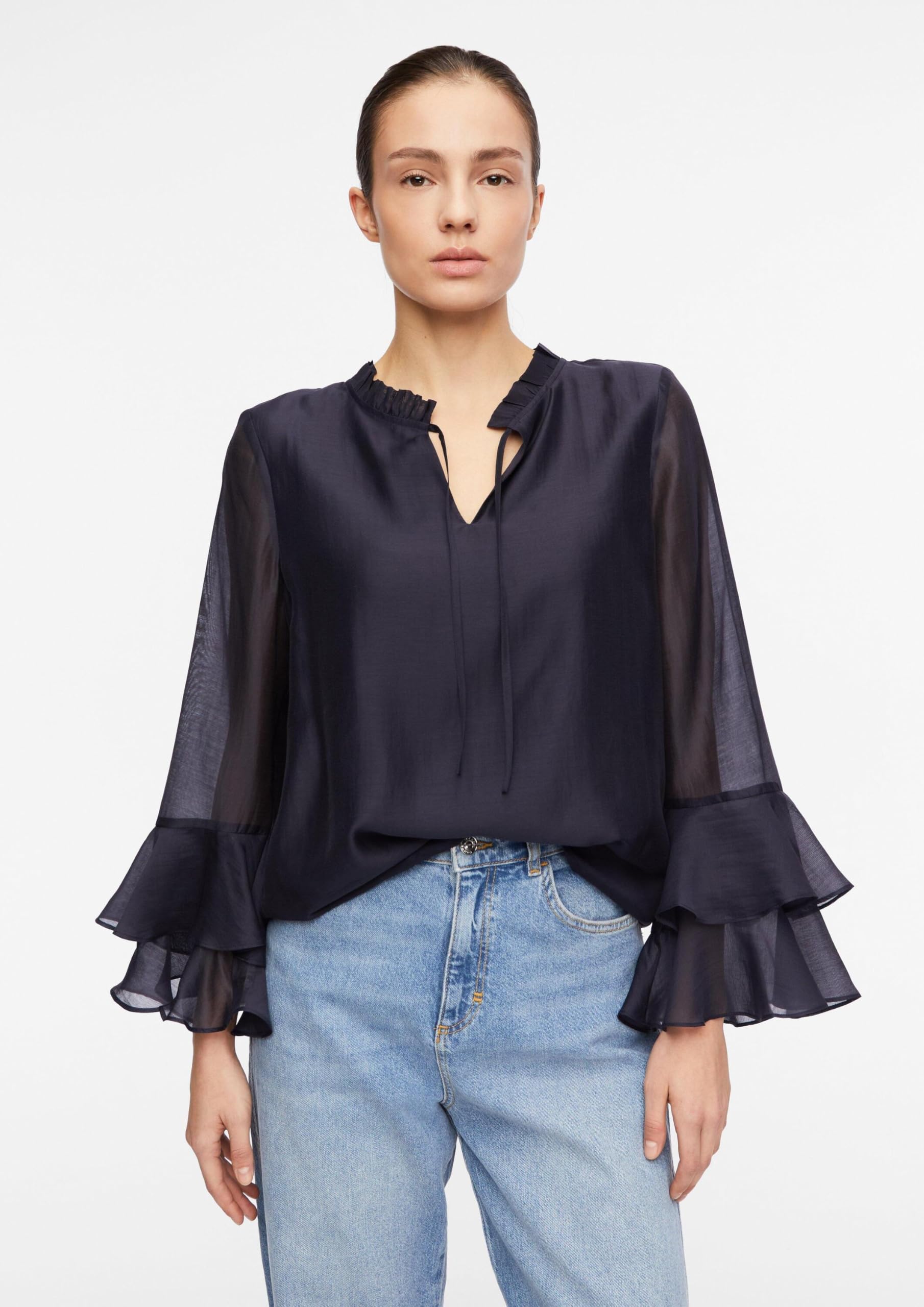 comma-blouses-lyocell-bluse-gr-e-34-navy-volant-rmel image 7