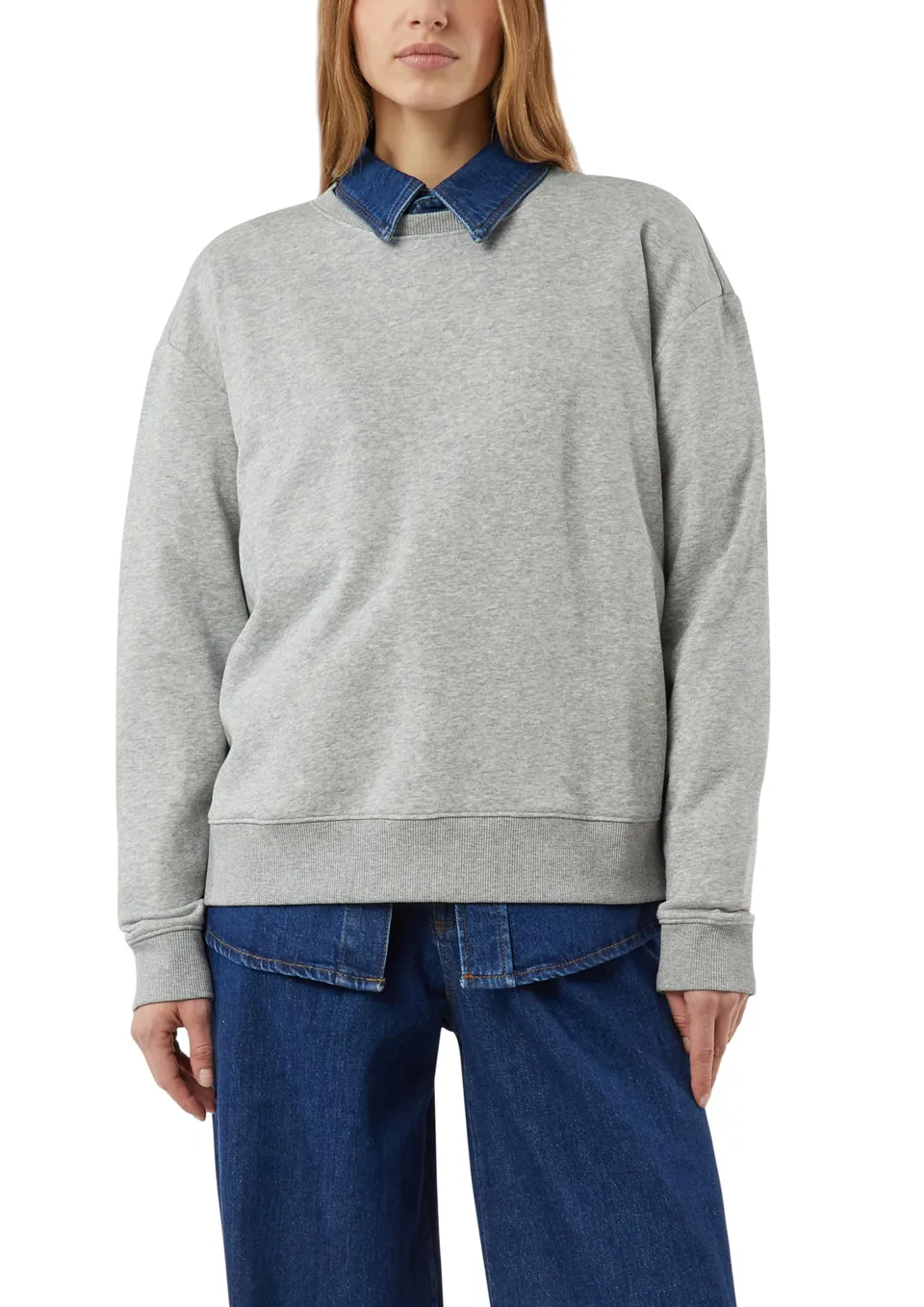 comma-oversized-sweatshirt-relaxed-fit-olivgr-n-hellgrau-pullover image 1
