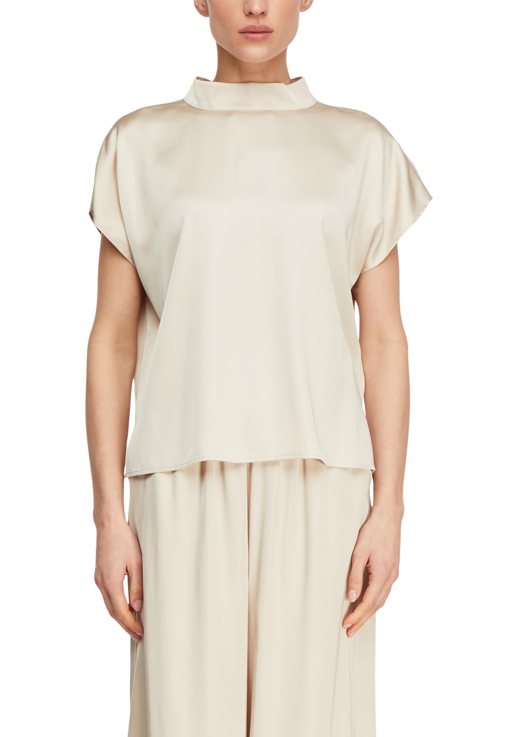 comma-tops-satin-top-gr-40-stehkragen-hellbeige image 1