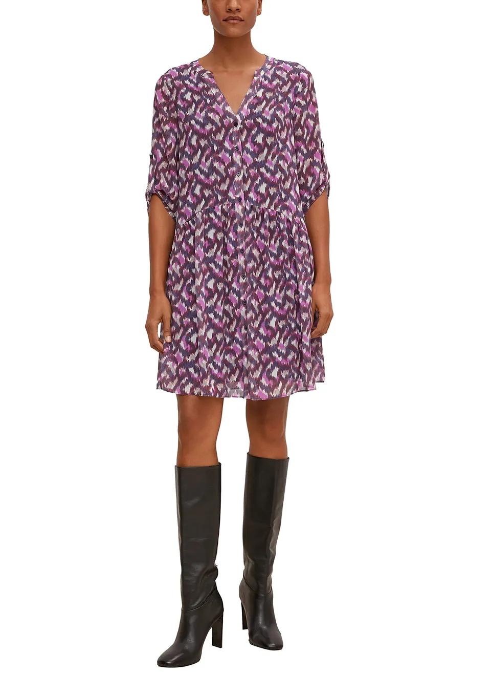 comma-shirtdress-kleid-mit-knopfleiste-chiffon-gr-36 image 1
