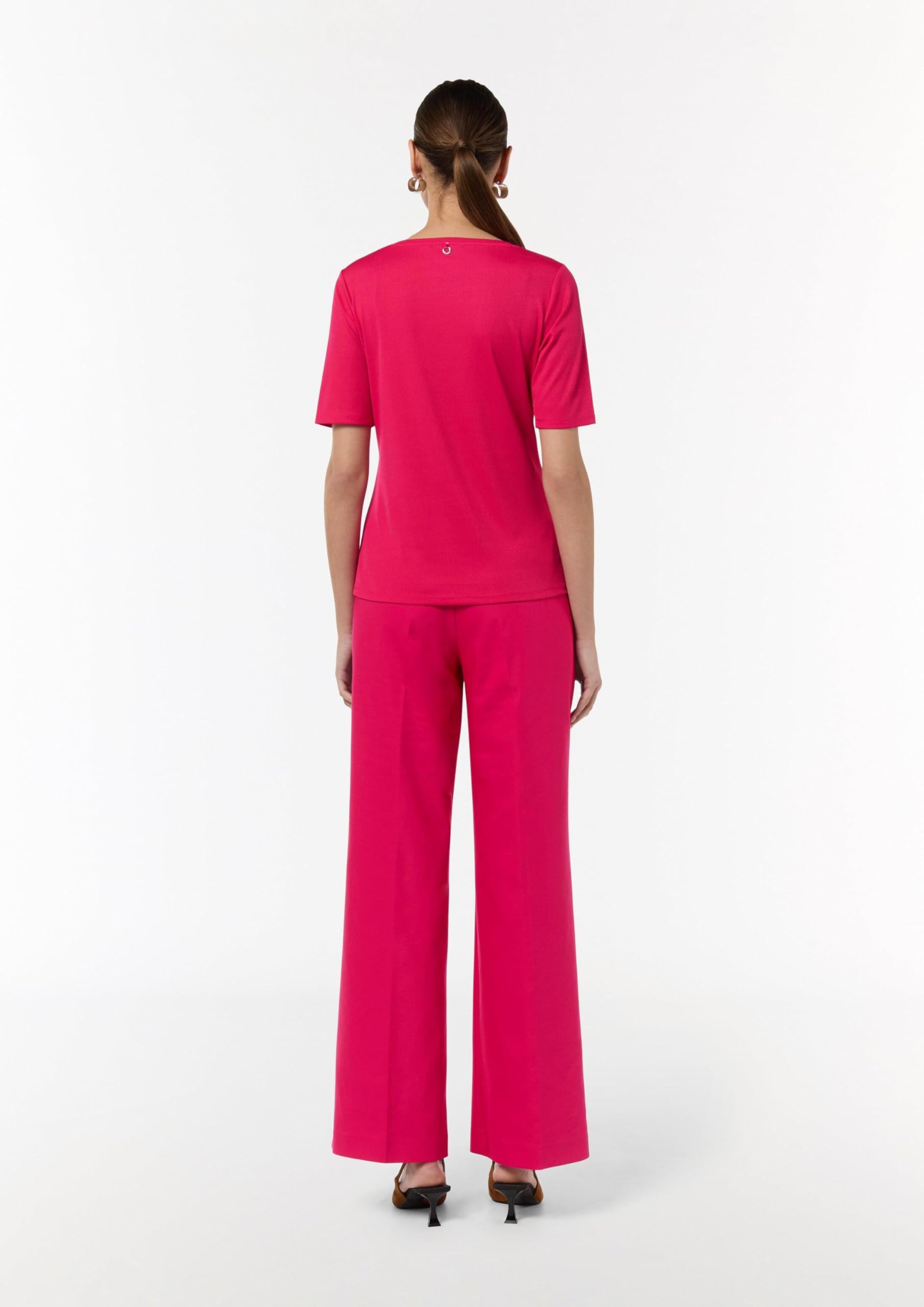 comma-geripptes-t-shirt-rundhals-top-pink image 6