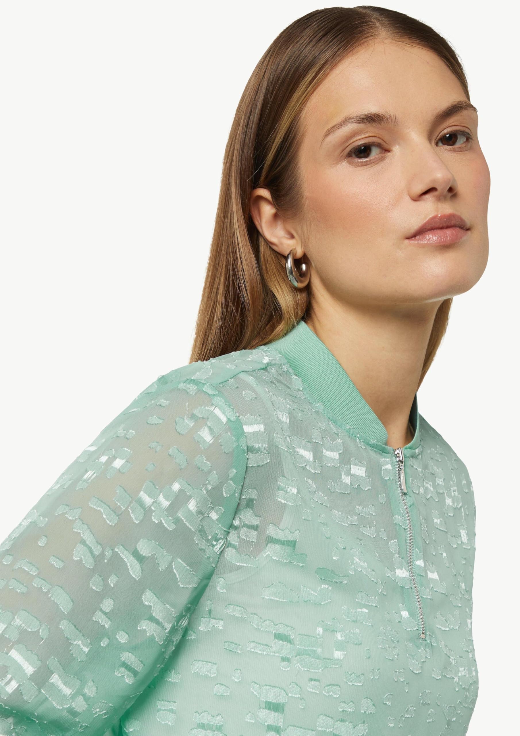 comma-jacquard-bluse-zip-ausschnitt-transparent-minze image 4