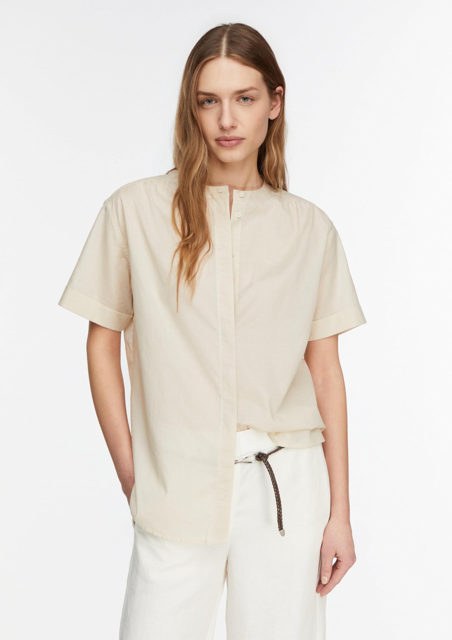 comma-blouses-kurzarm-bluse-baumwolle-stehkragen-damen image 6