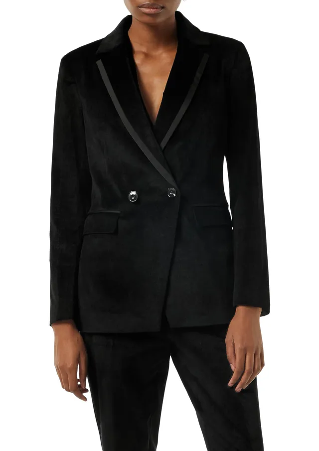 comma-samt-blazer-mit-satin-details-blazer-gr-42-gef-ttert image 1