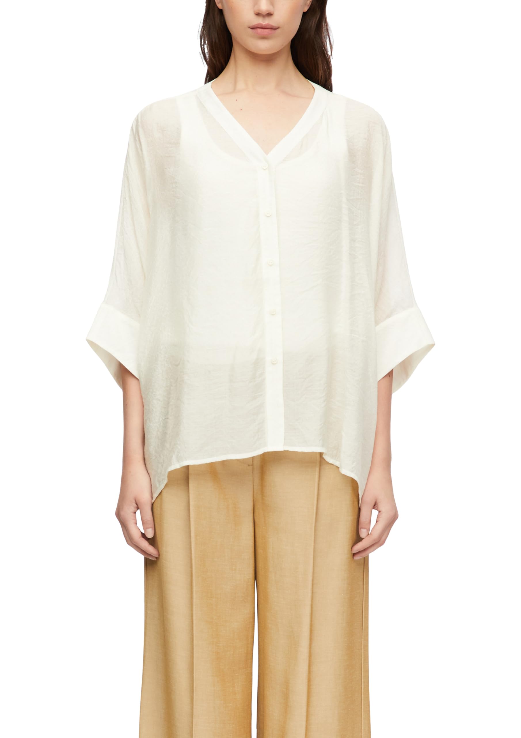 comma-poncho-bluse-chiffon-bluse-helles-beige-l-halbtransparent image 1