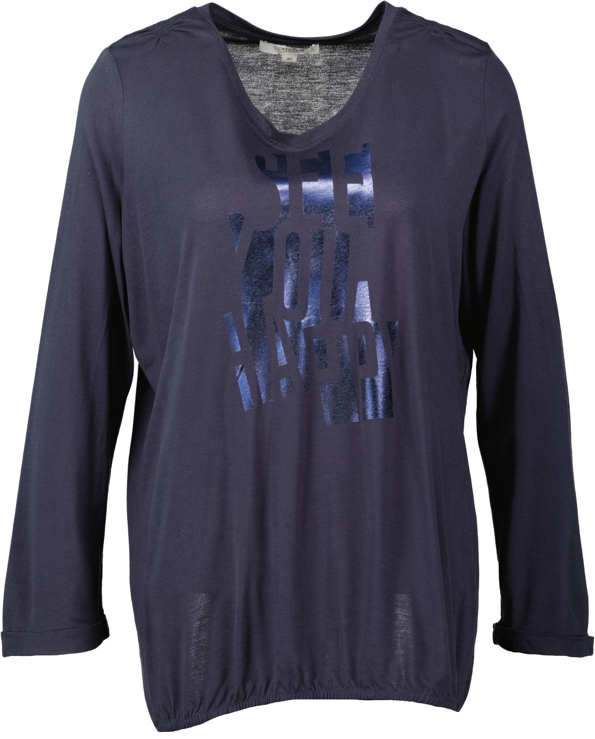 comma-tops-langarmshirt-print-dunkelblau image 1