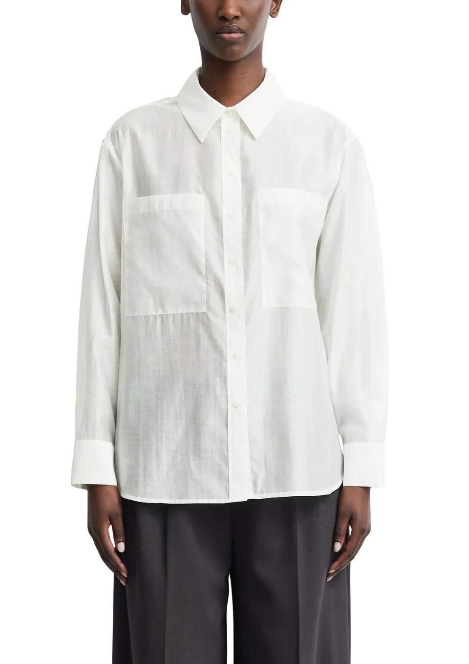 comma-bluse-voile-hemdkragen-langarm-gr-36-semi-transparent image 1
