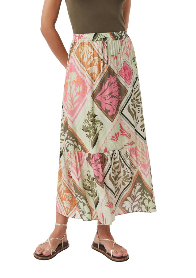 comma-skirts-maxi-rock-mit-aop-muster-damen-lang image 1