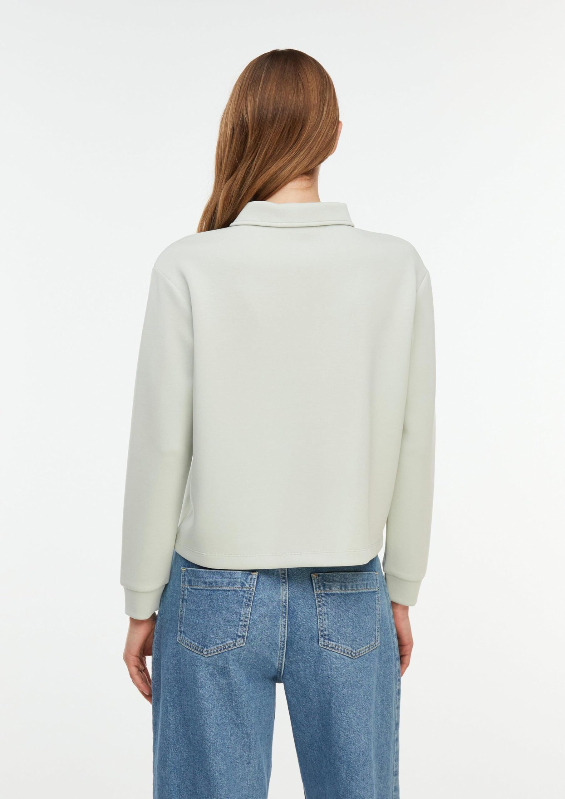 comma-sweatshirt-damen-polokragen-langarm-creme image 7