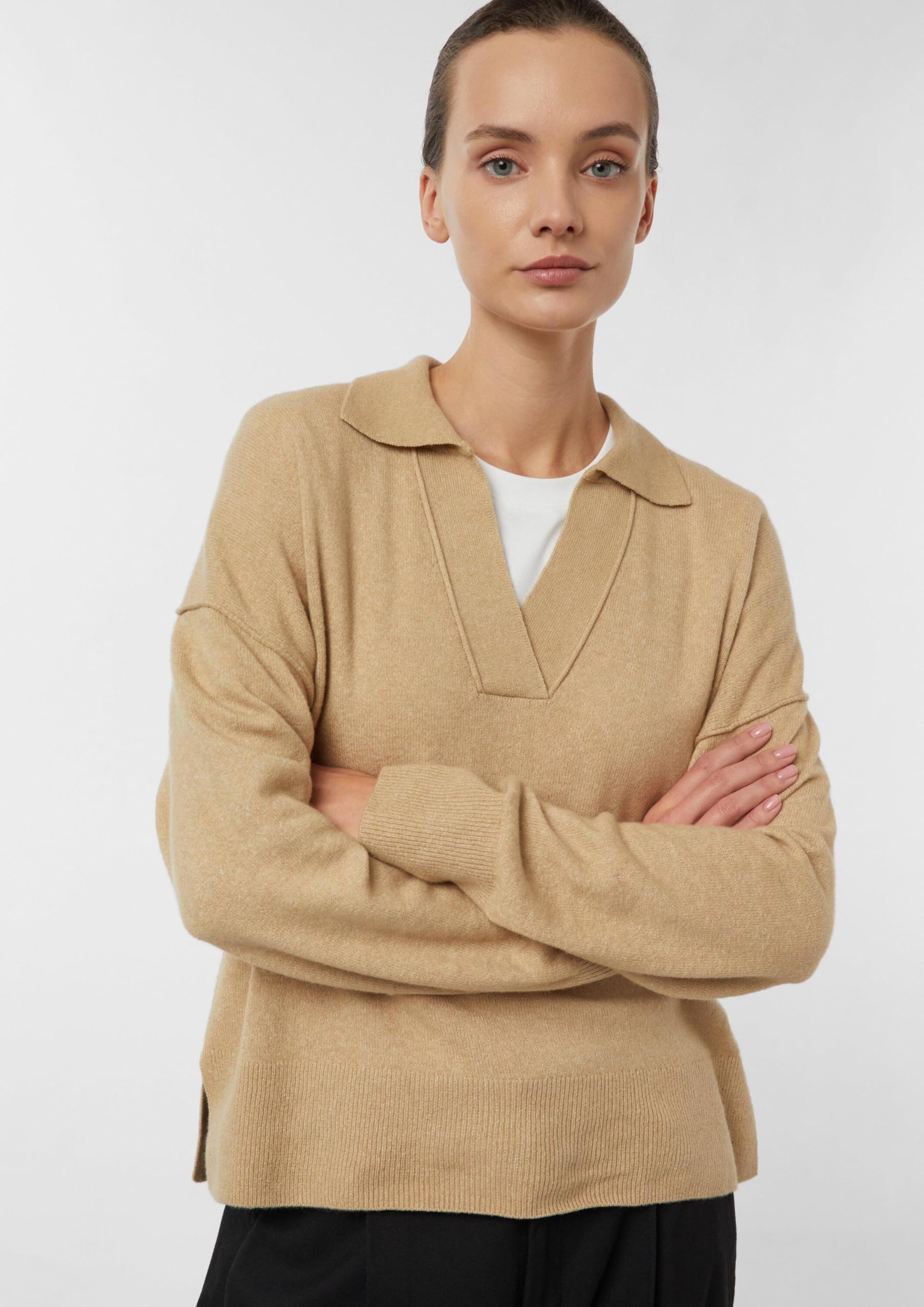 comma-strickpullover-polokragen-relaxed-fit-sandstein image 5