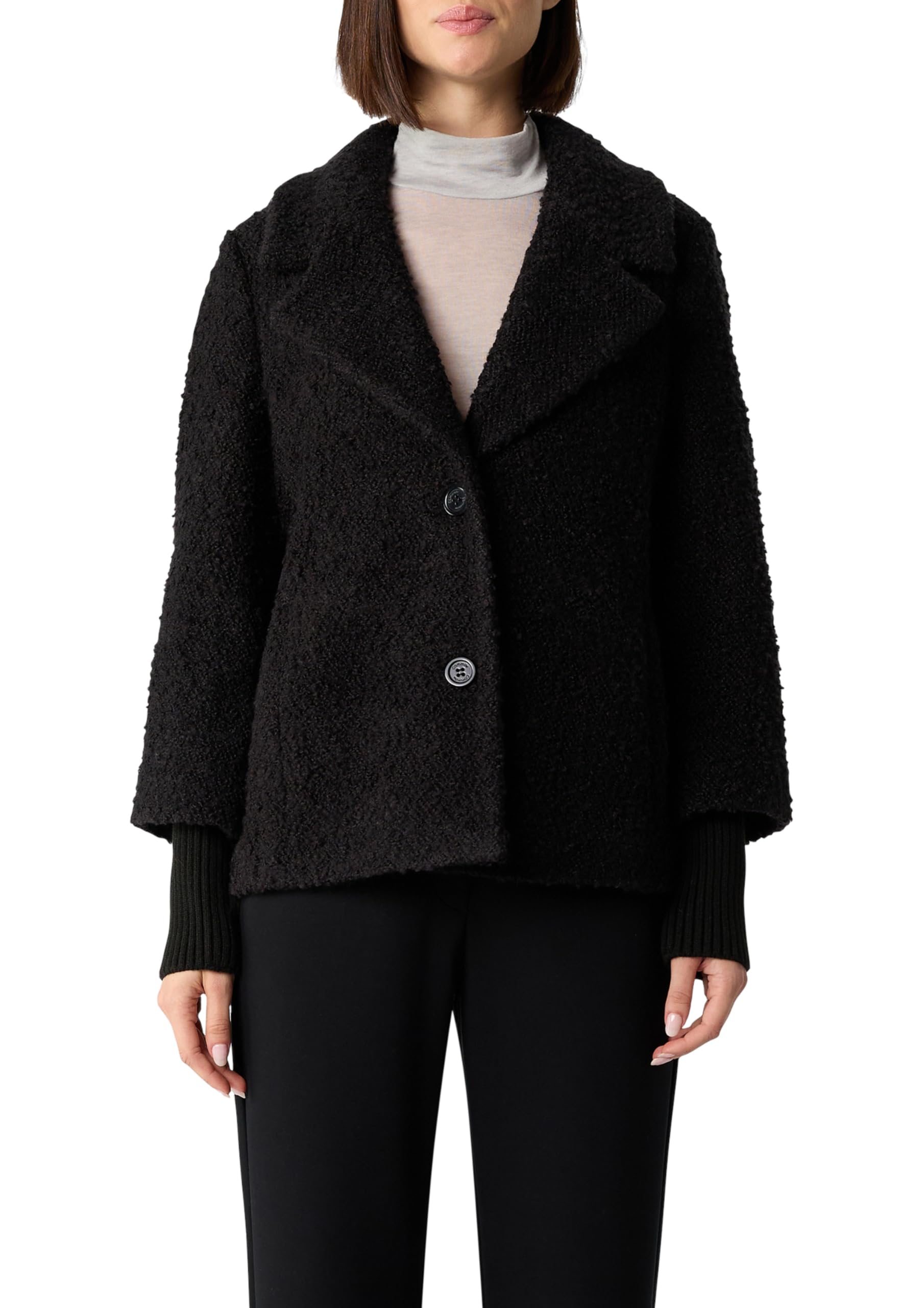 comma-boucl-jacke-kurz-damen-gr-44-mit-rippb-ndchen image 1