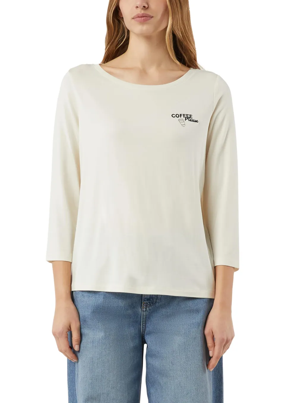 comma-jersey-t-shirt-3-4-arm-frontprint-creme-gr-36 image 1