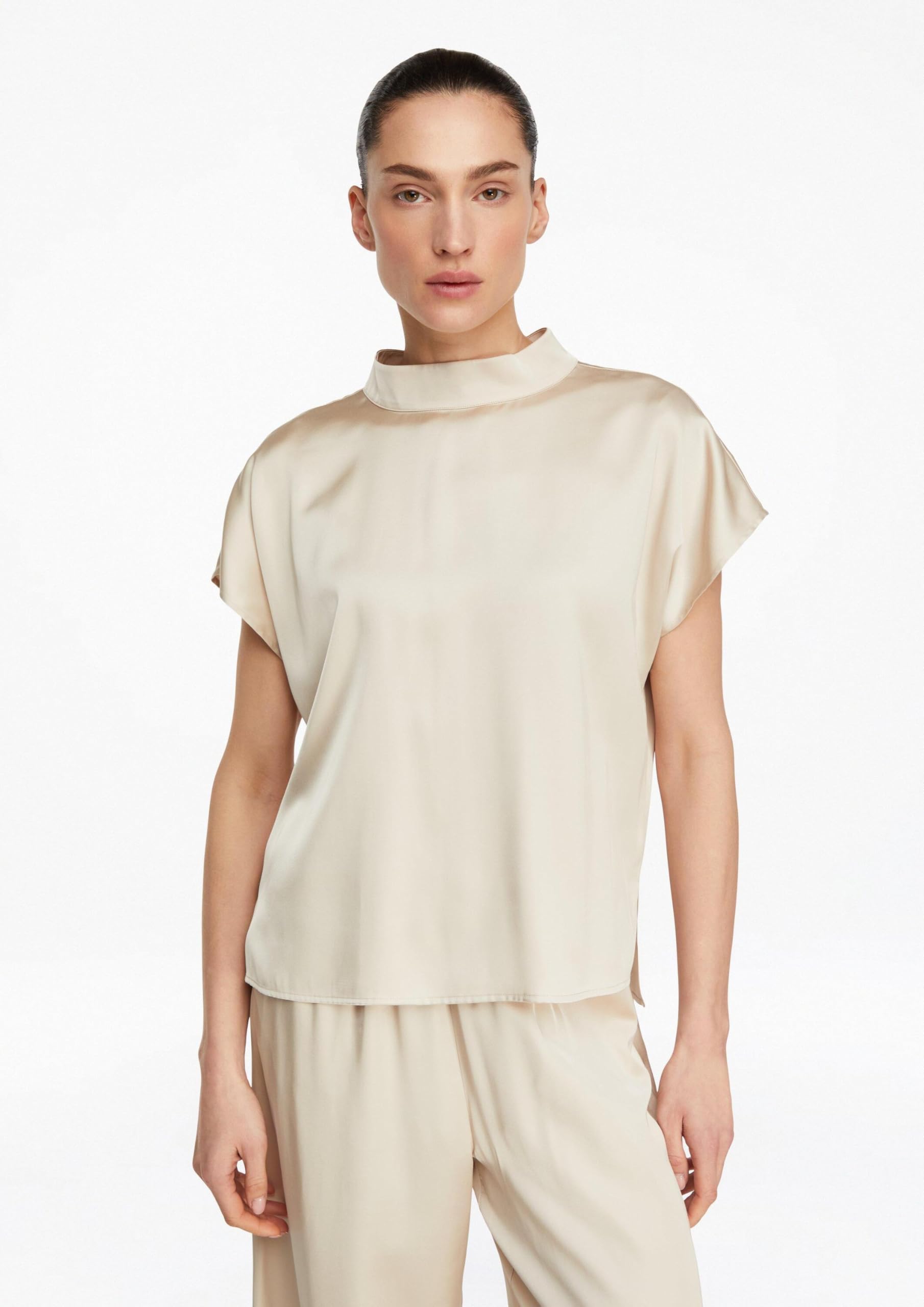 comma-tops-satin-top-gr-40-stehkragen-hellbeige image 6