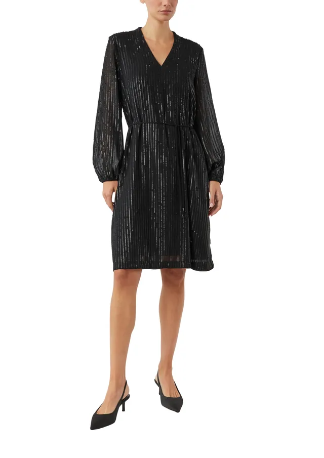 comma-pailletten-kleid-v-ausschnitt-mit-g-rtel image 1