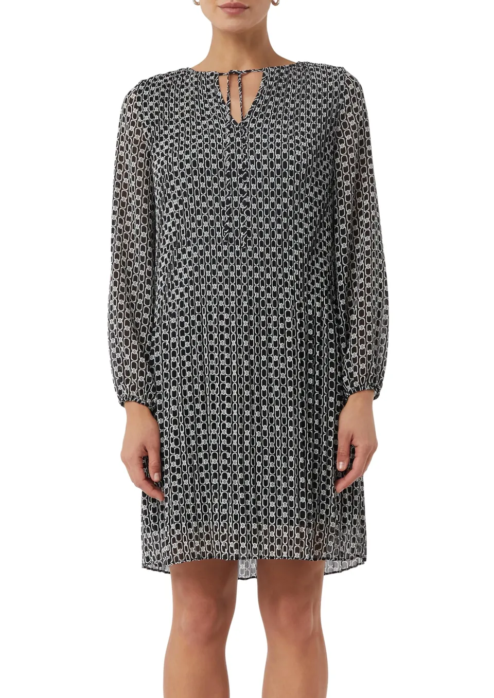 comma-dresses-chiffonkleid-plissee-print-schwarz image 1