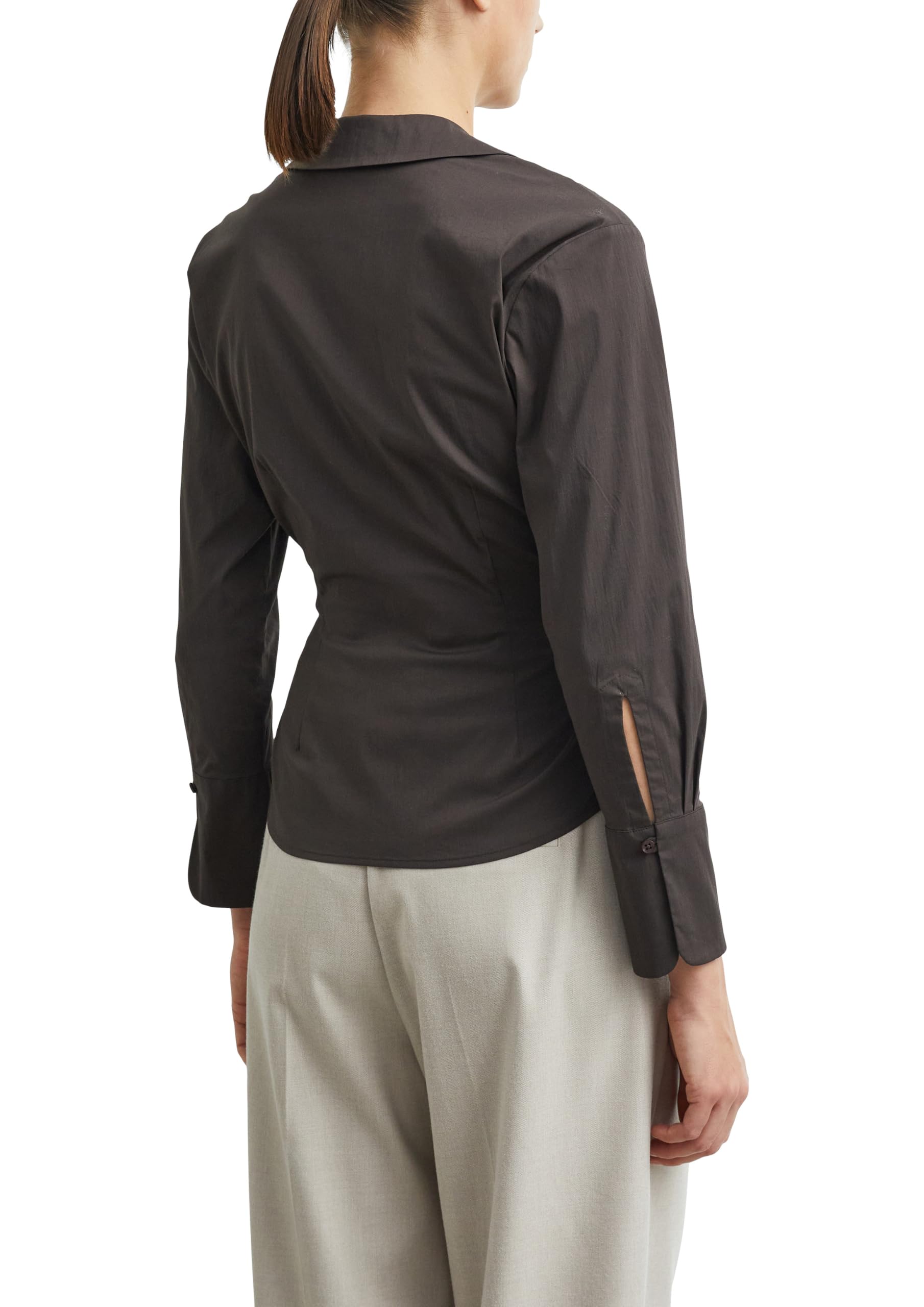 comma-blouses-wickelbluse-baumwollpopeline-beige-tailliert image 2