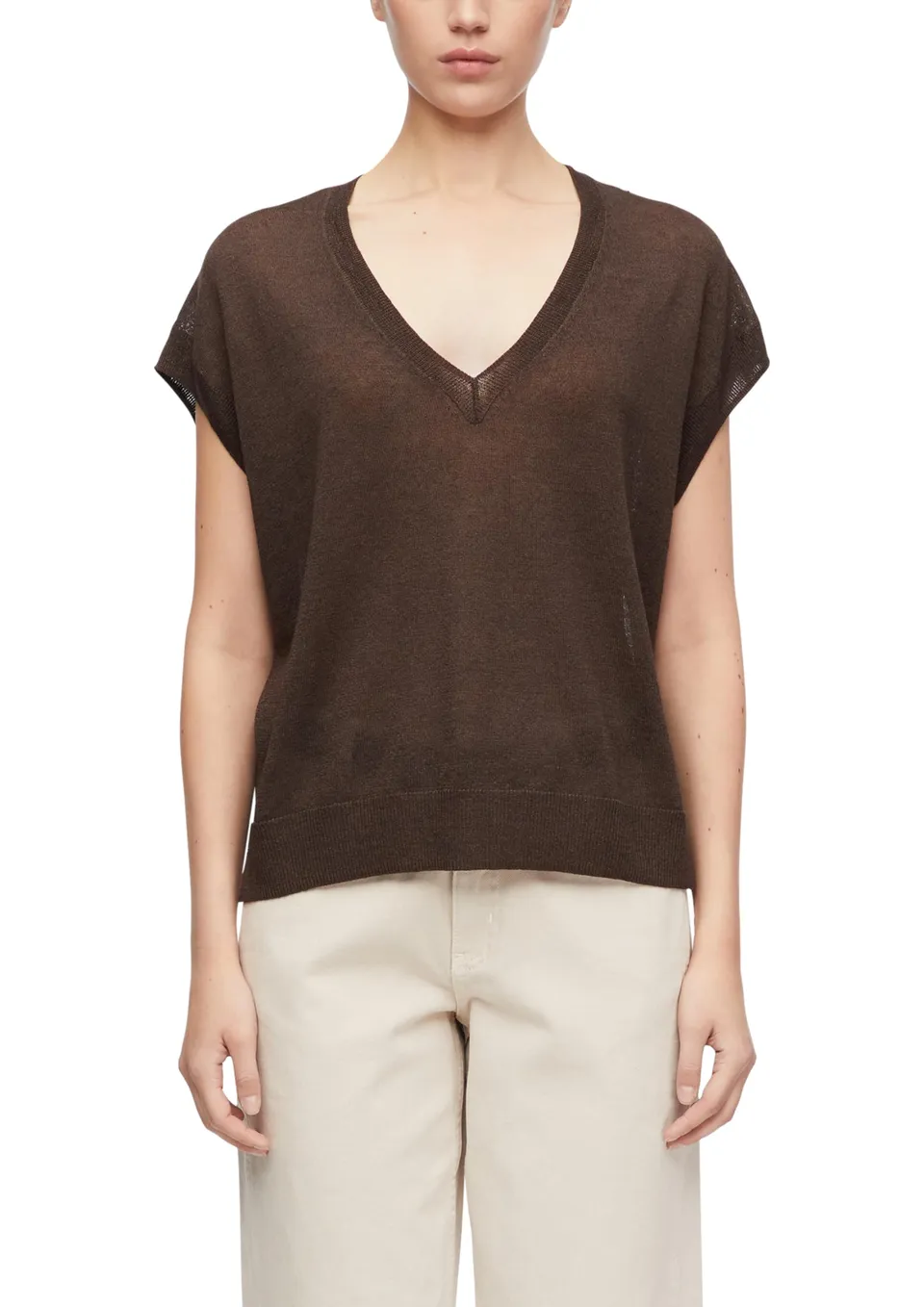 comma-strickpullover-feinstrick-dunkelbraun-relaxed image 1