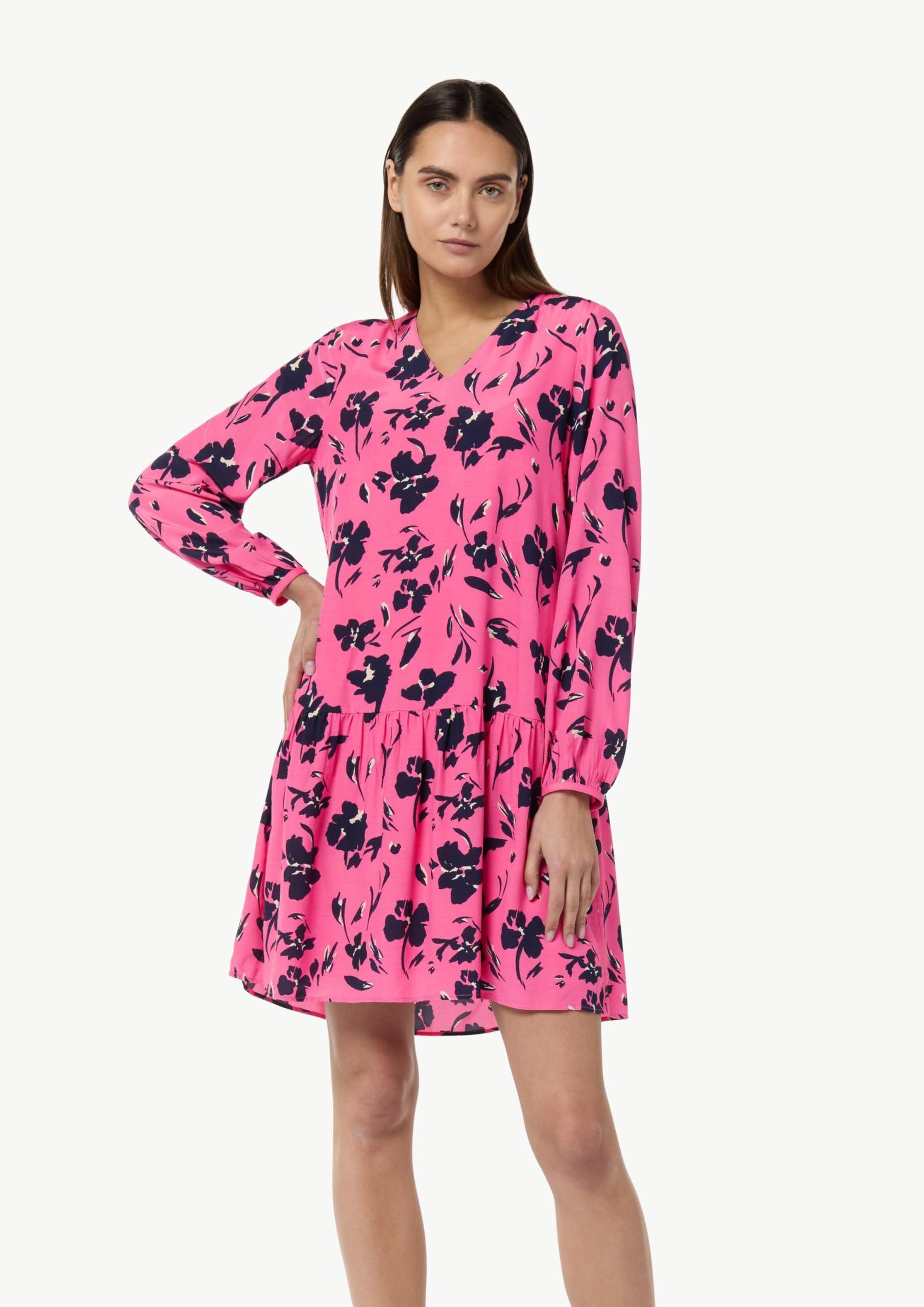 comma-minikleid-damen-pink-viskose-v-ausschnitt image 6