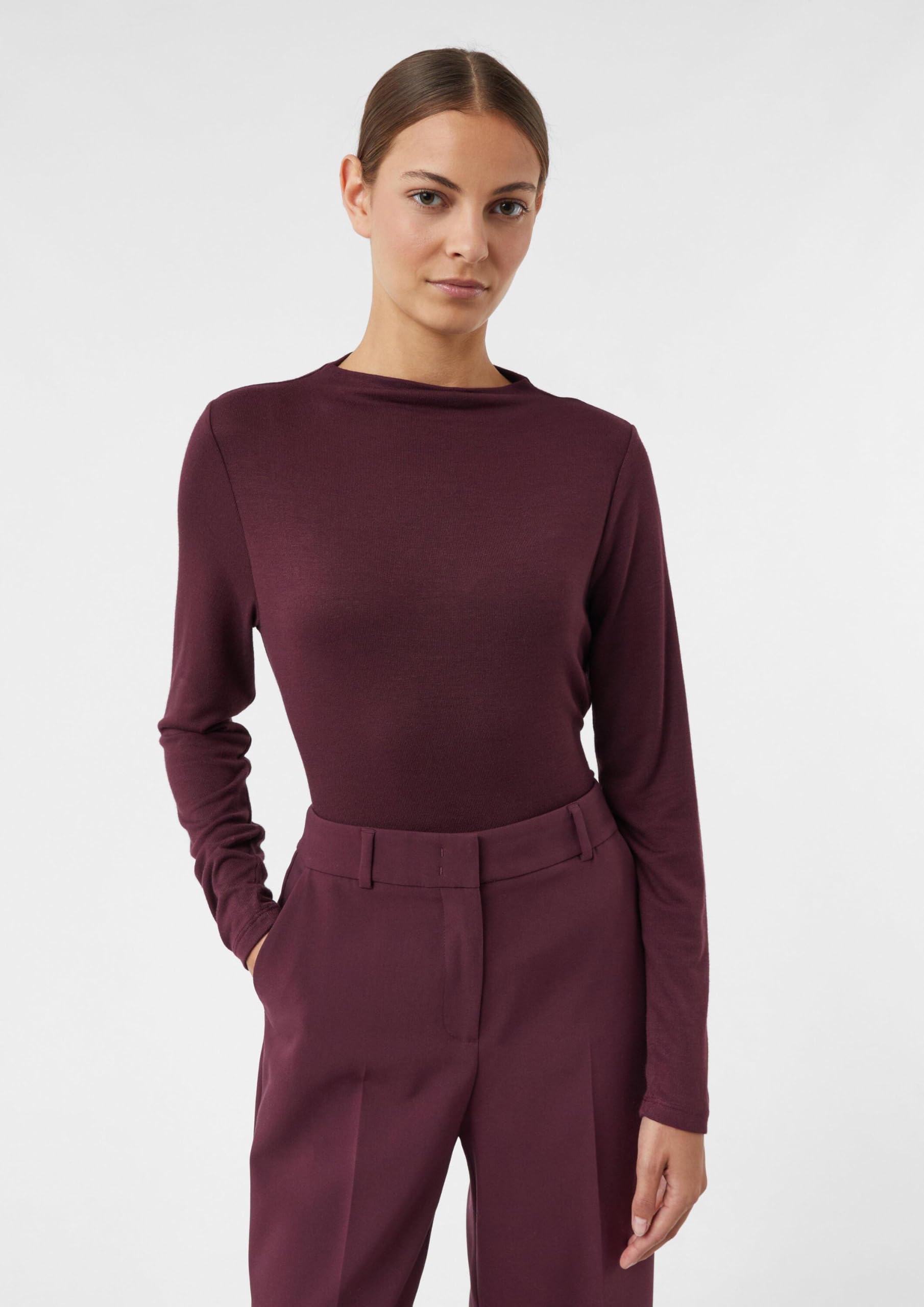 comma-langarmshirt-stehkragen-damen-bordeaux-gr-e-44 image 6