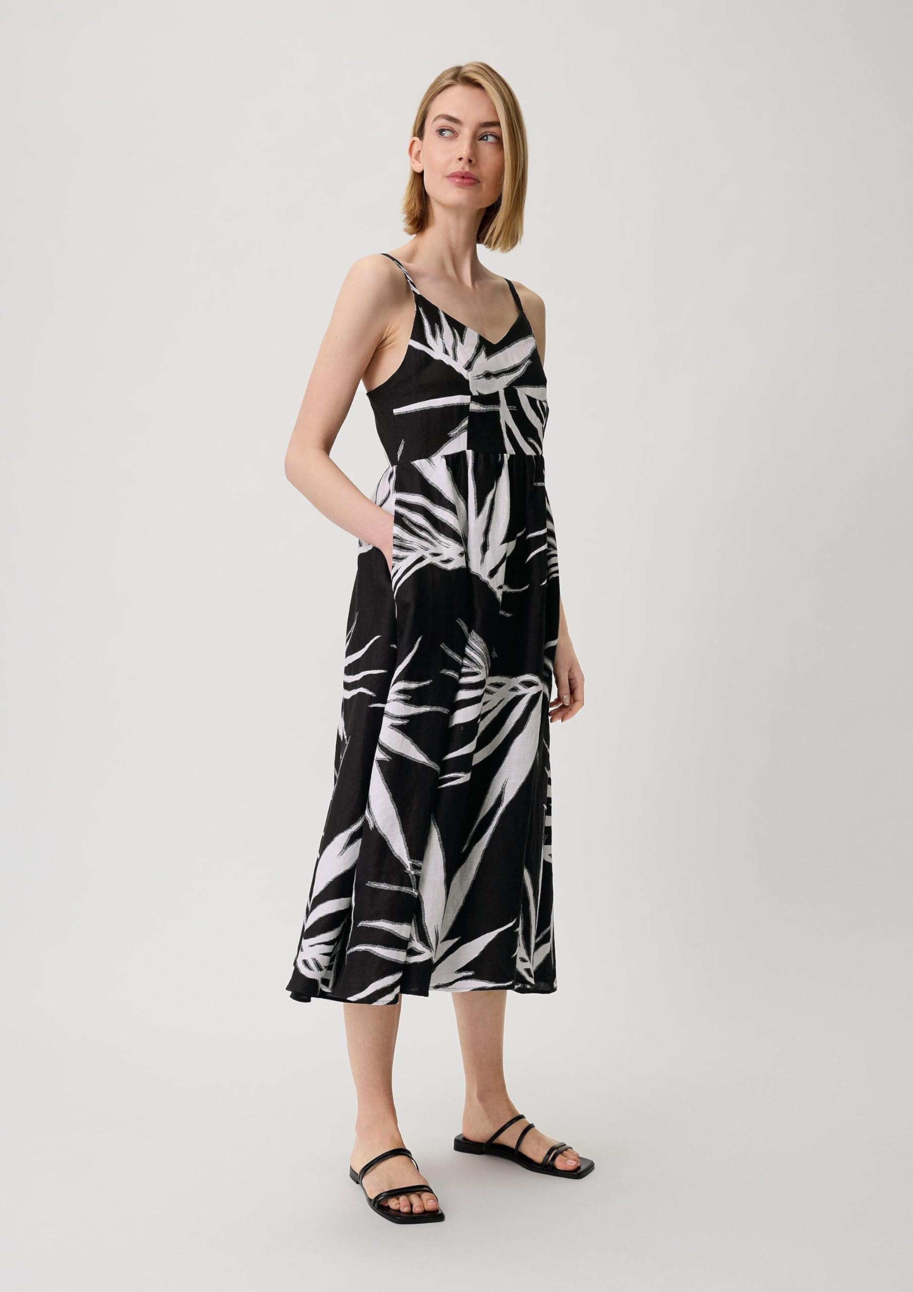 comma-dresses-midikleid-aus-leinen-mit-smok-allover image 3