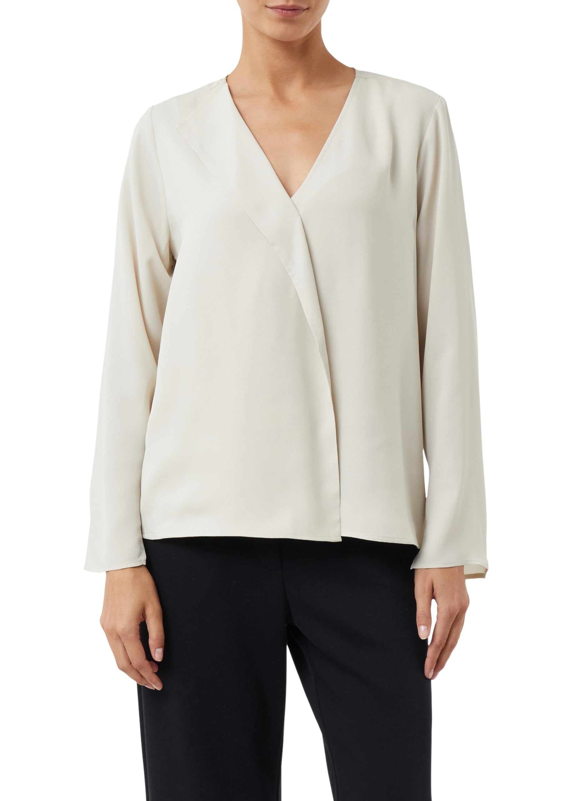 comma-feminine-bluse-mit-details-langarm-bluse-beige image 1
