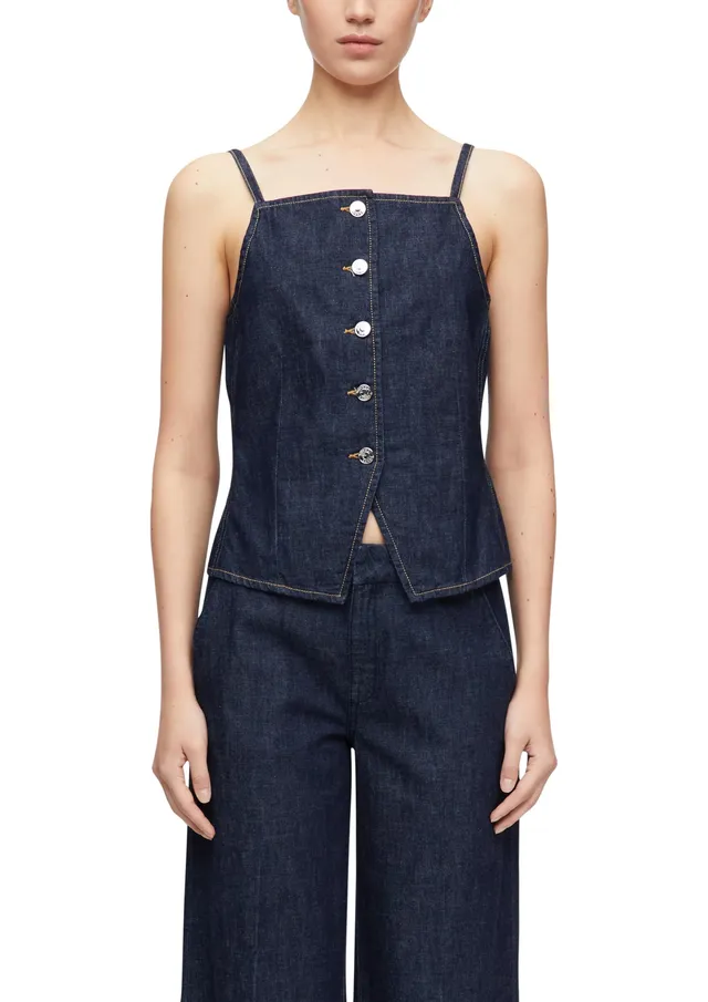 comma-jeans-denim-top-karreeausschnitt-rmellos-gr-38 image 1