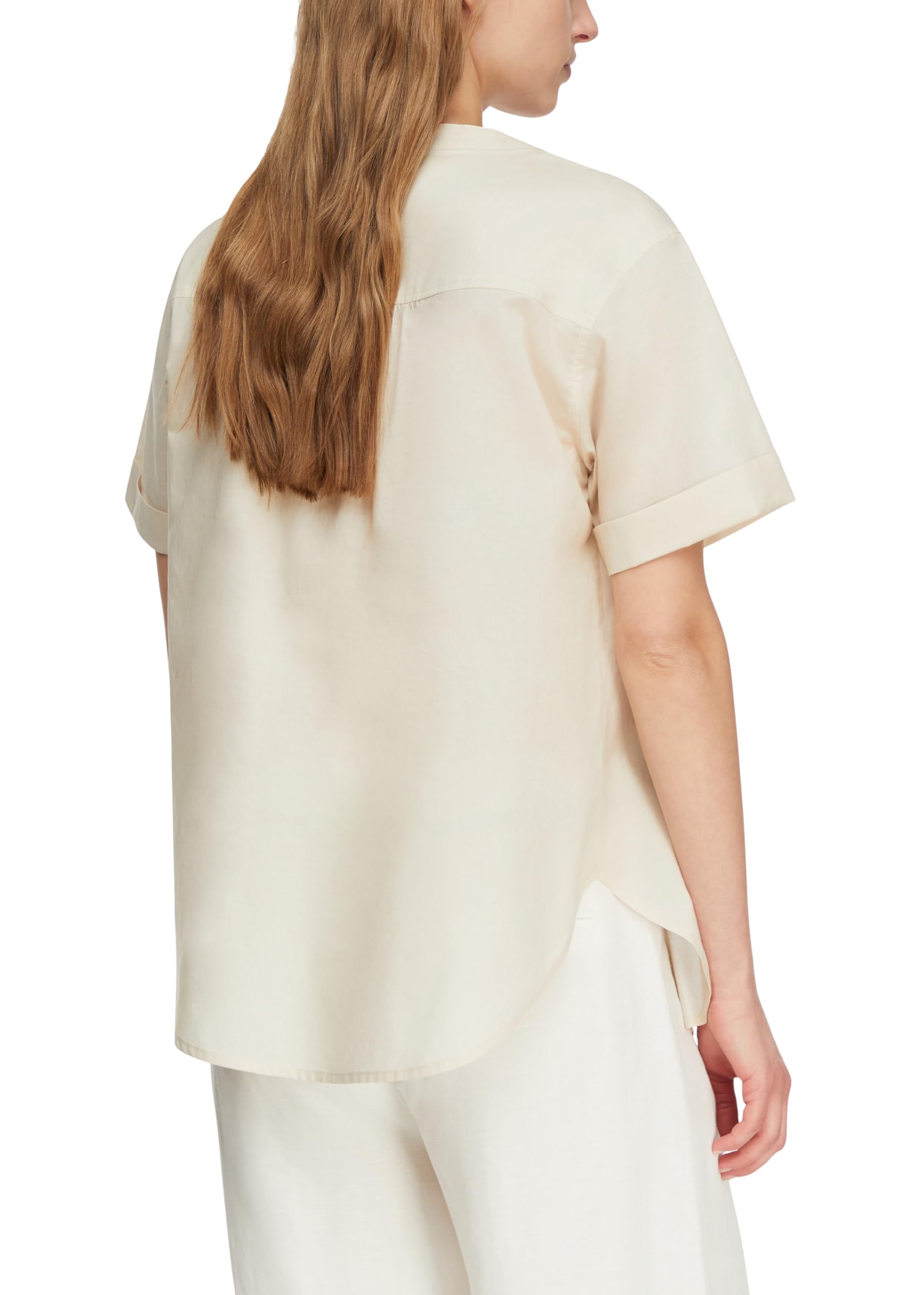 comma-blouses-kurzarm-bluse-baumwolle-stehkragen-damen image 2