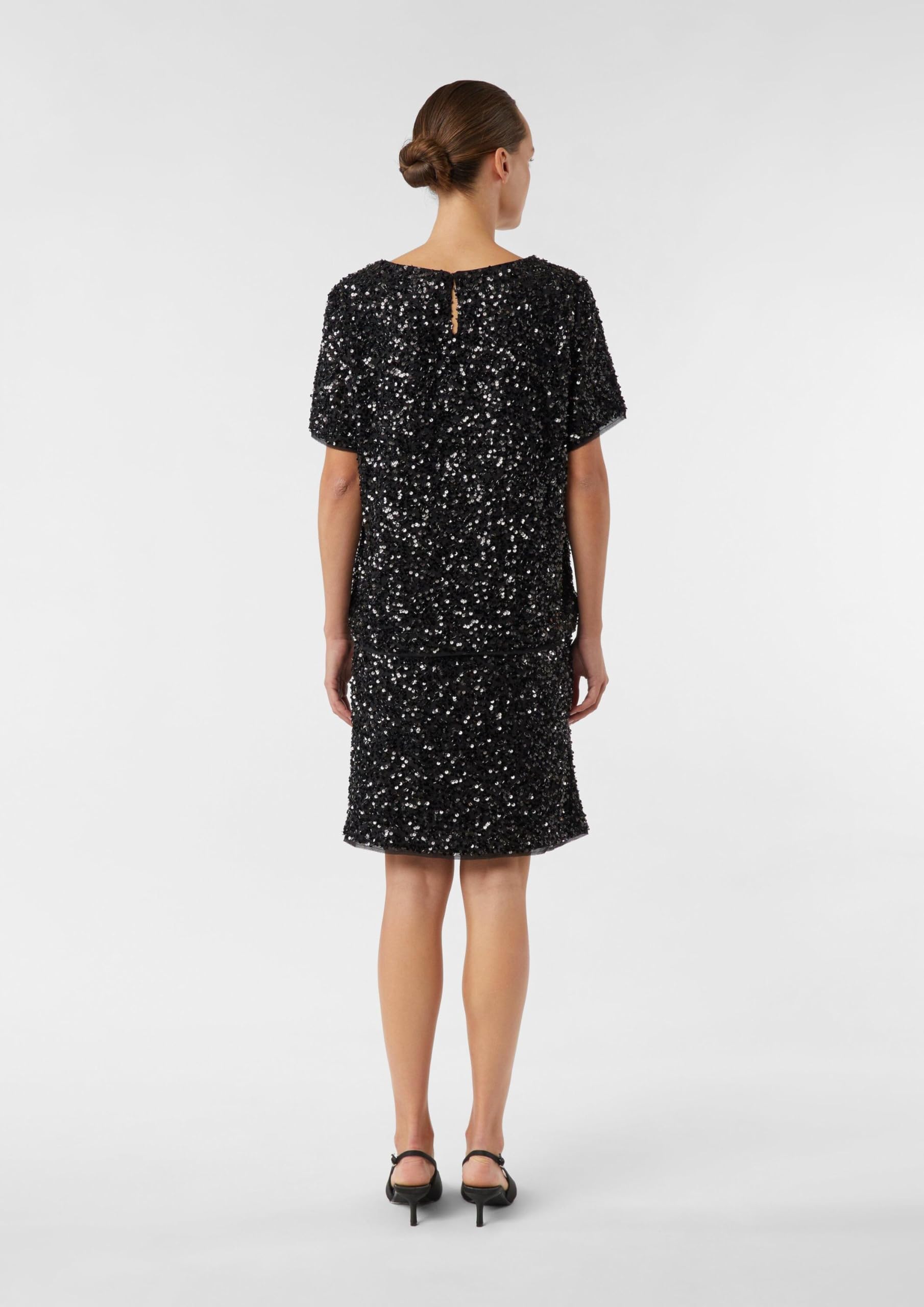 comma-blusenshirt-pailletten-kurzarm-anthrazit image 8