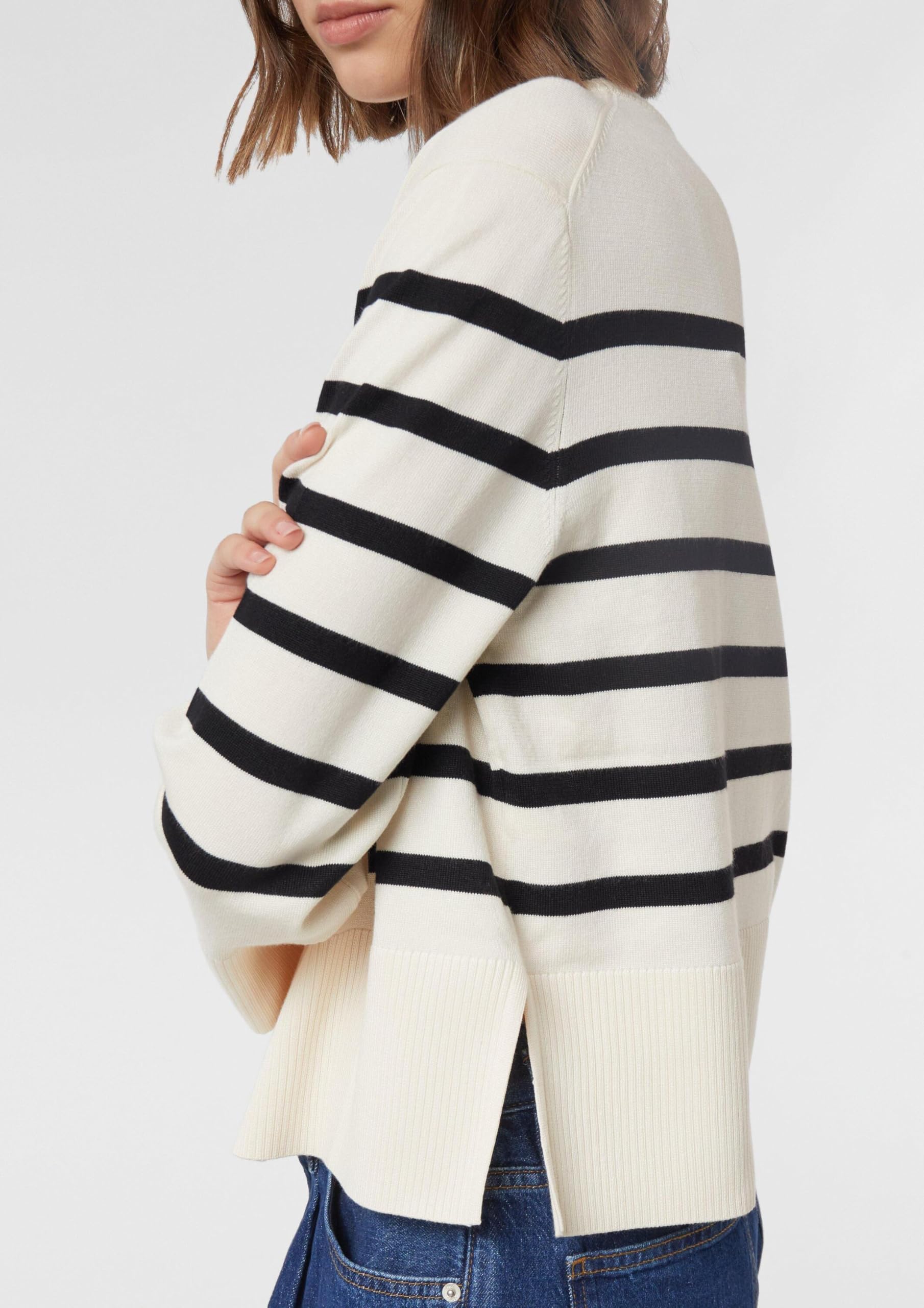 comma-streifenpullover-blau-wei-weite-rmel-strick image 3